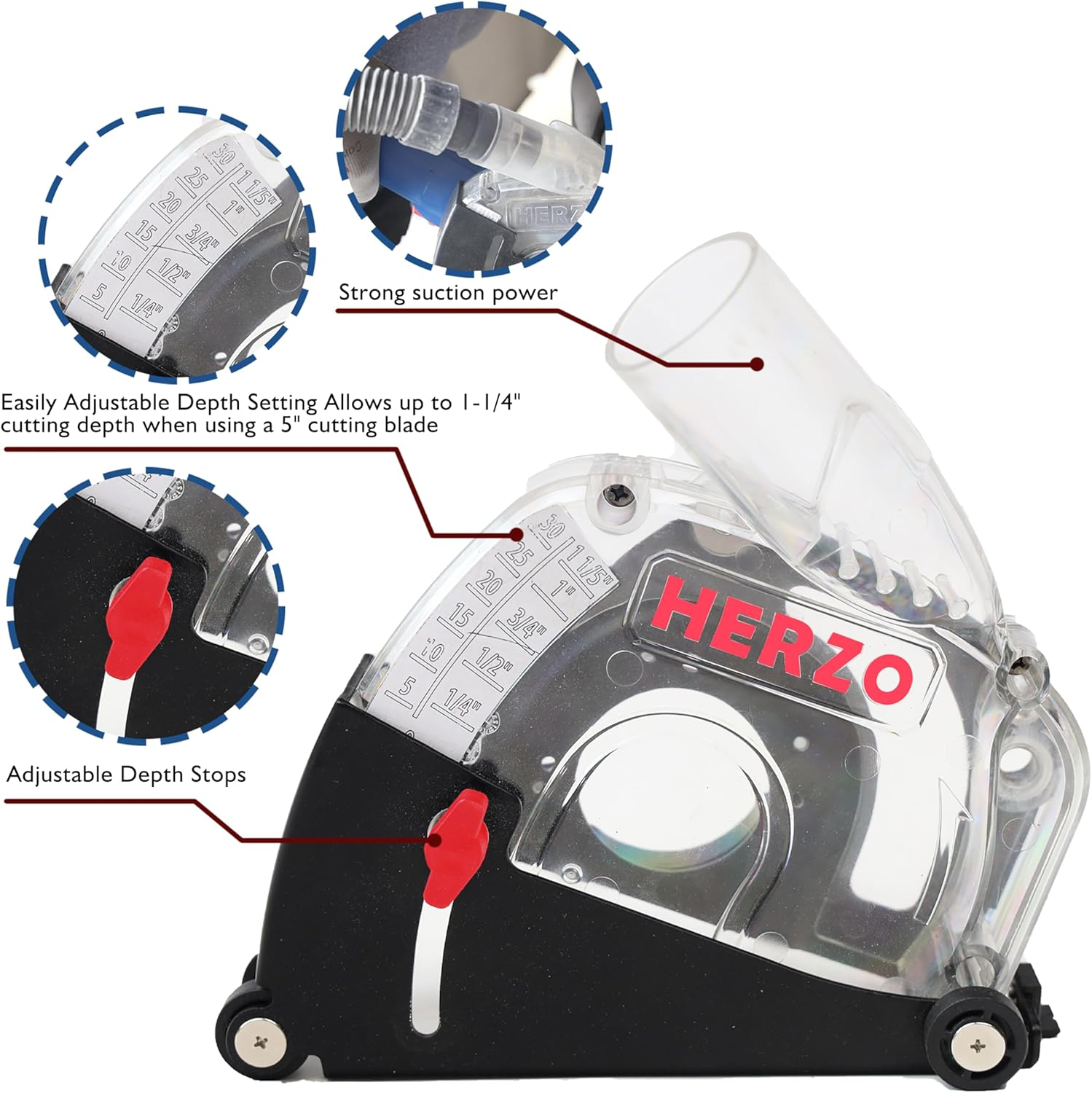 HERZO Dust Extraction Cutting Guard for 115/125Mm Angle Grinder image number 3
