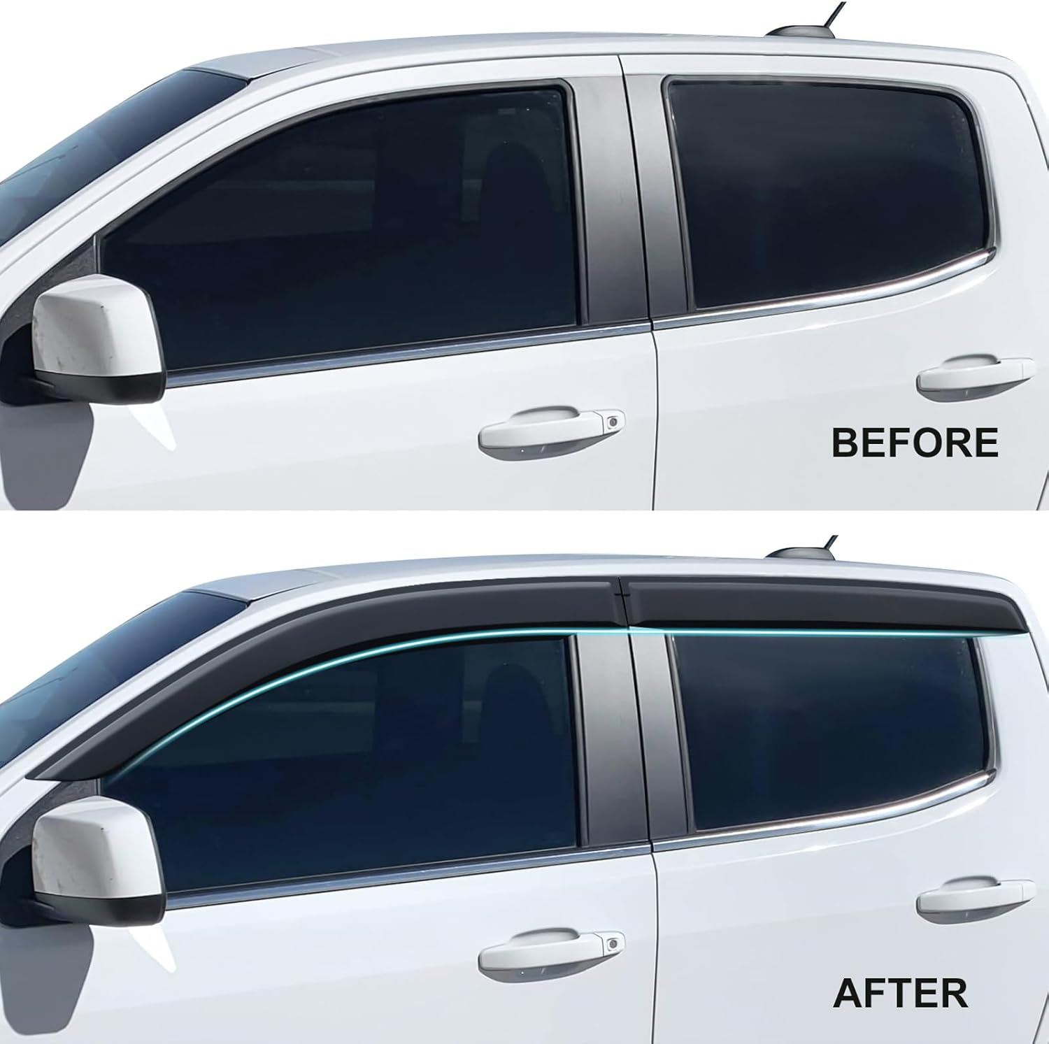 SUERAUTO4X4 Weather Shields for Holden Colorado Accessories RG 2012-2020 Dual Cab, Weathershields Window Visors Rain Wind Deflectors Car Exterior, Injection Moulded Smoke Black 4PCS image number 2