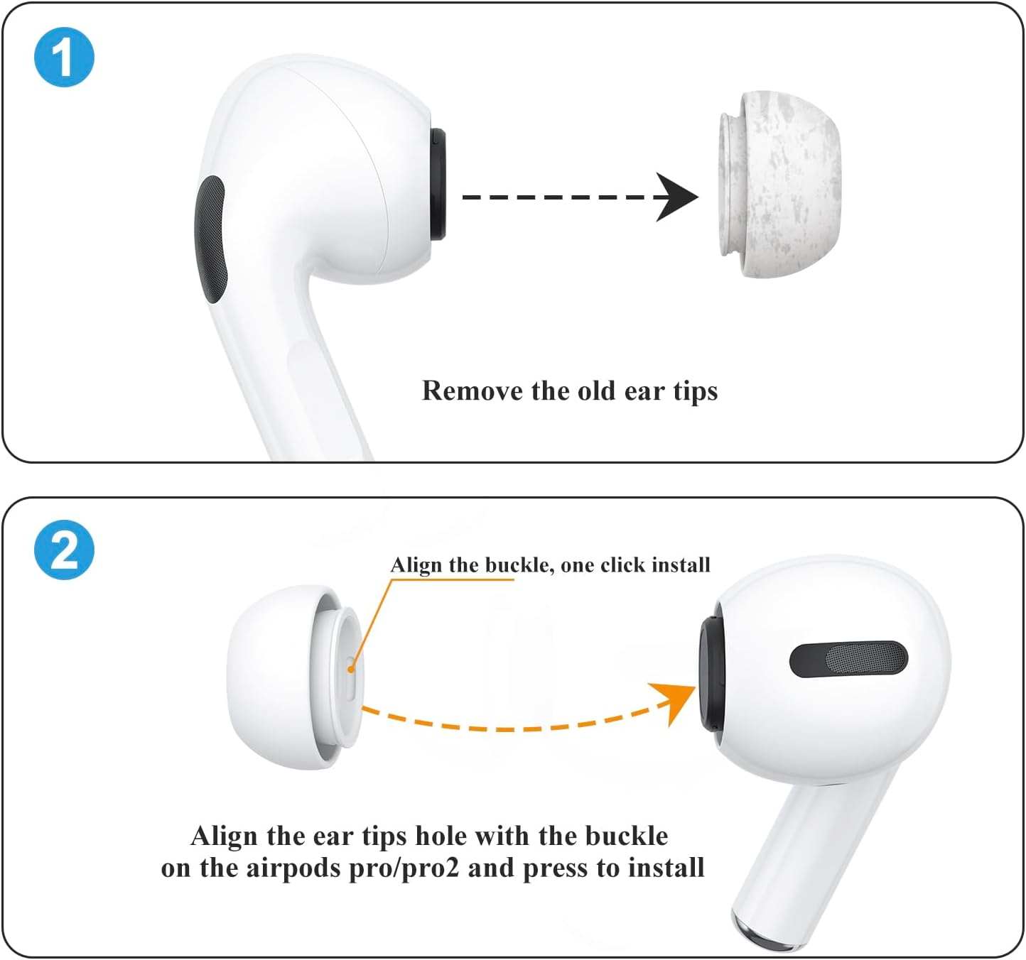 3 Pairs Replacement Ear Tips for Airpods Pro 2Nd &1St Generation with Noise Reduction Hole & Cleaner Kit, Silicone Ear Tips for Apple Airpods 2Nd/1St (White, S/M/L) image number 1