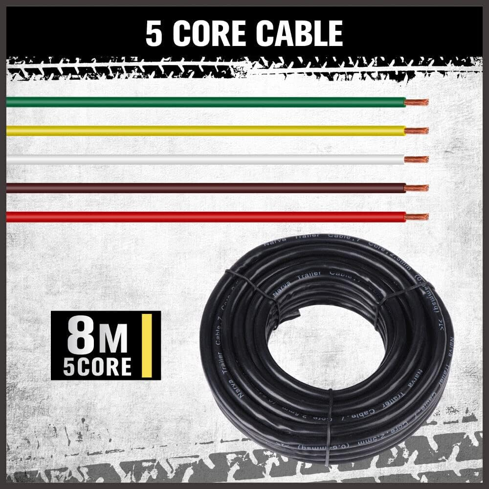 HORUSDY 4-Pack Tail Light Kit, Waterpoof 10-Led Brake Light Turning Indicator / 8M 5-Core Trailer Wire / 7-Pin Flat Male Trailer Plug for 12V Trailer, Caravan, Ute image number 2