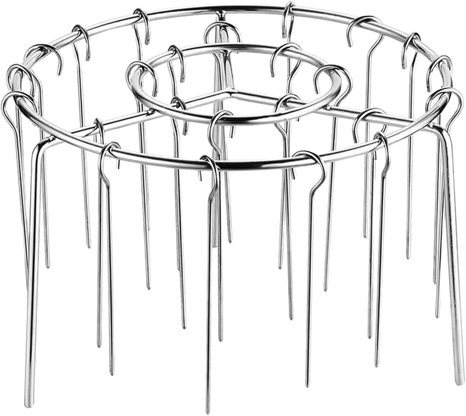 Yeanifeana 24-Piece Vertical Stainless Steel Kebab Skewer Rack, round Lightweight Air Fryer & Grill Accessories for Oven, BBQ, Home Cooking (16X16X10Cm)