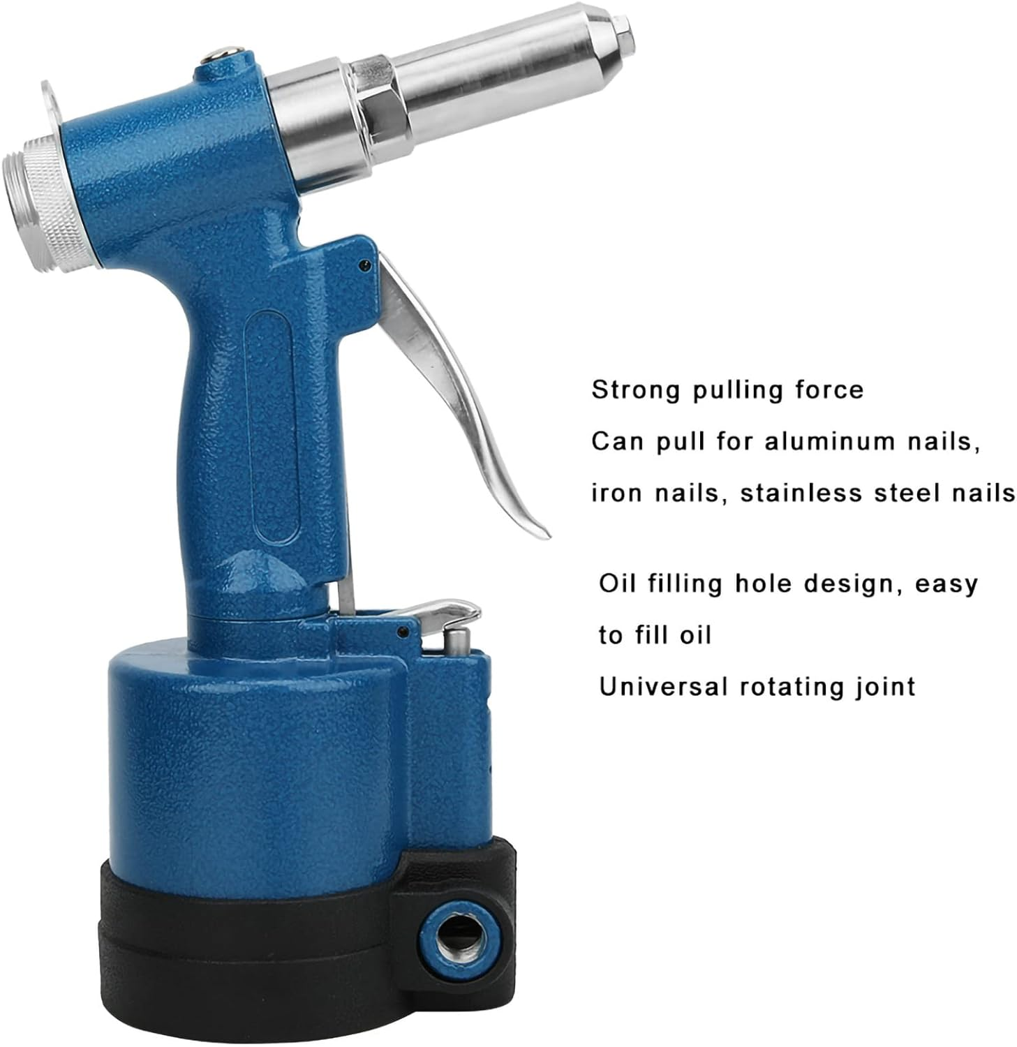 Air Riveter Pneumatic Blind Rivet, Air Riveter Rivet Industry Pneumatic Pop Heavy Duty Riveting Tool Kit for Aluminum Iron Stainless Steel Nails 25 X 16 X 8Cm image number 6
