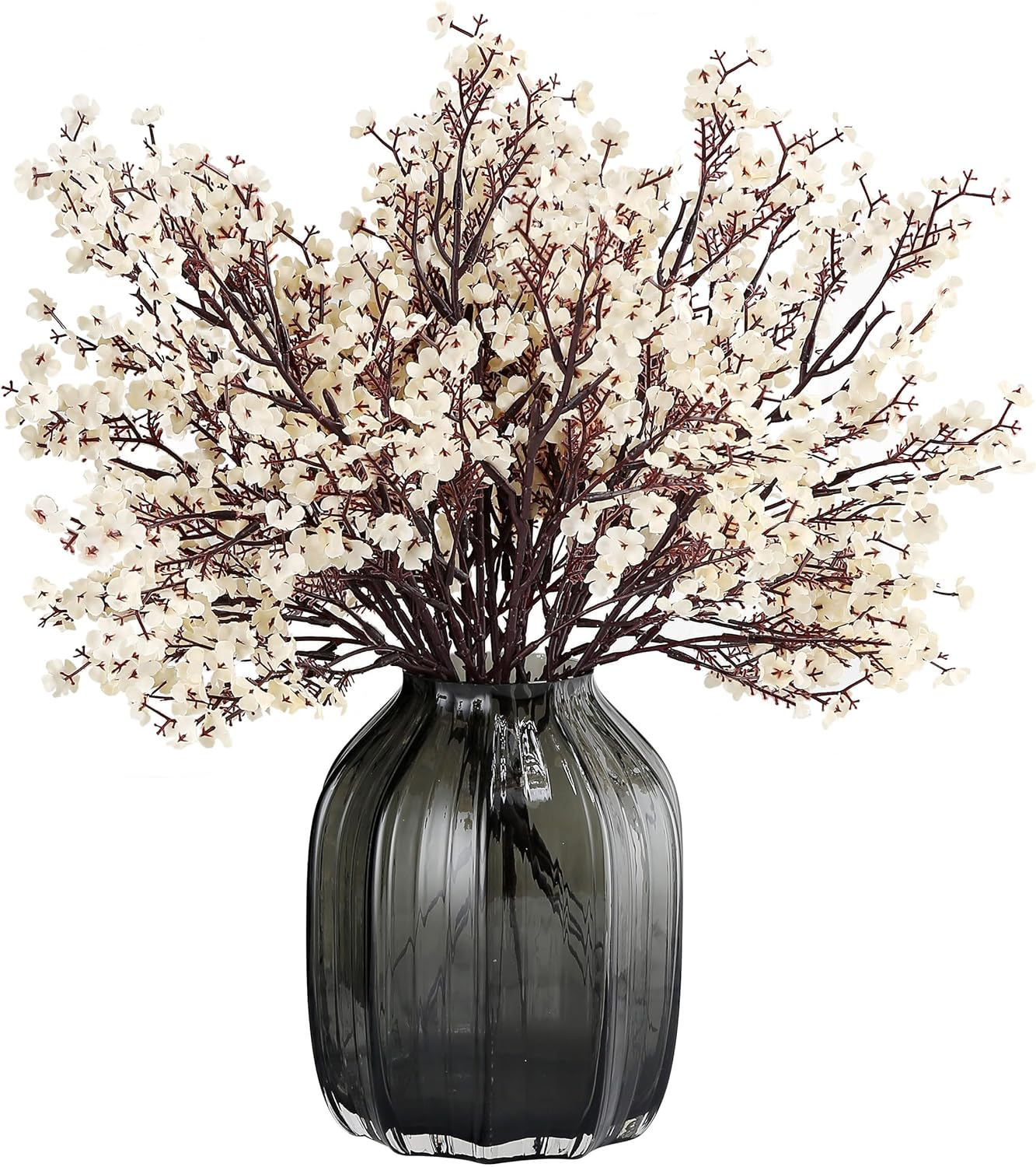 Jaky-Global Babys Breath Fabric Cloth Artificial Flowers 6 Bundle European Fake Silk Plants Decor Wedding Party Decoration Bouquets Real Touch DIY Home Garden(White)