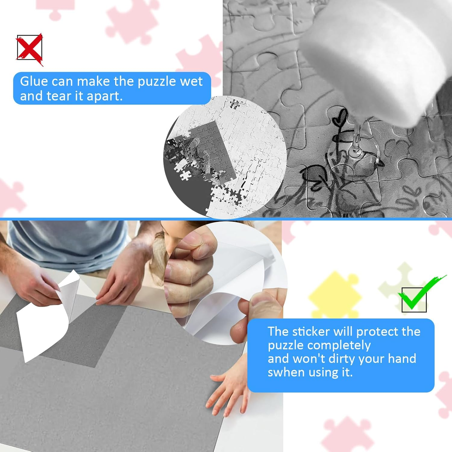 27 Puzzle Saver Sheets & 18 Hooks Peel & Stick Adhesive for Large Puzzles Saver Sheet Jigsaw Puzzle Sticker Sheets Jigsaw Keeper Puzzle Glue Sheet, 21X29Cm image number 4