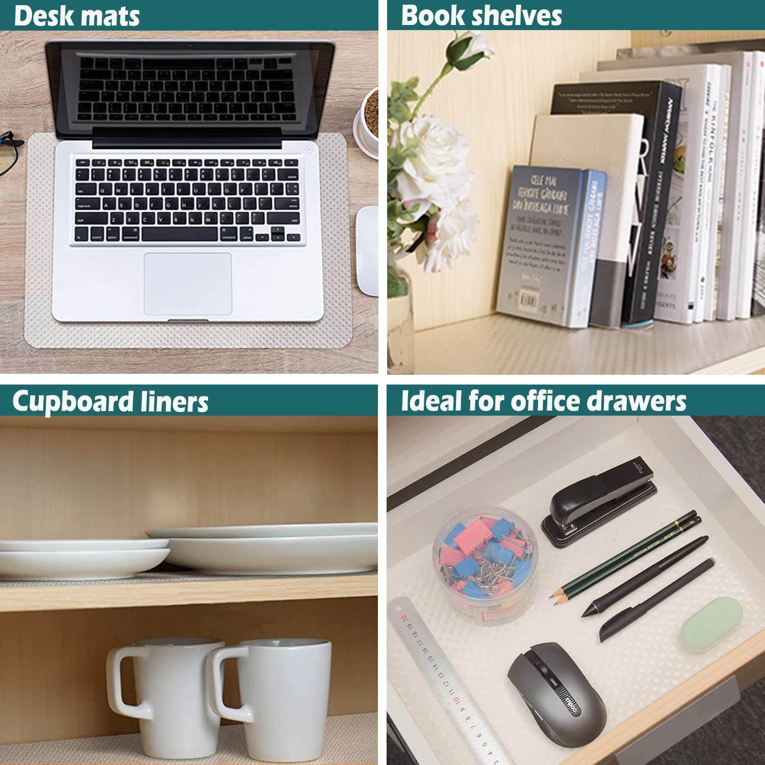 Drawer Liner 45Cm X 6M, Shelf Liners for Kitchen Cabinets EVA Fridge Mats Washable Double Sided Drawer Liner Roll for Cabinet Kitchen Bedroom Bathroom Office (Clear) image number 7