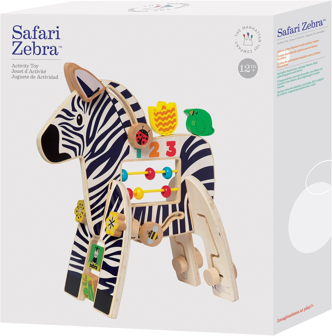Manhattan Toy Safari Wooden Toddler Activity Toy for Ages 1 Year and up (Zebra)