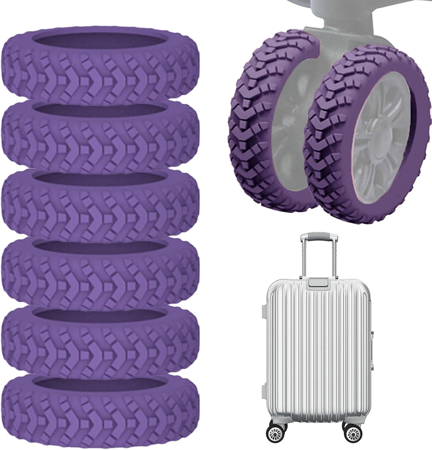 8Pcs Silent Luggage Wheel Cover, Silicone Suitcase Wheels Protector, Noise-Reducing Accessories image number 5