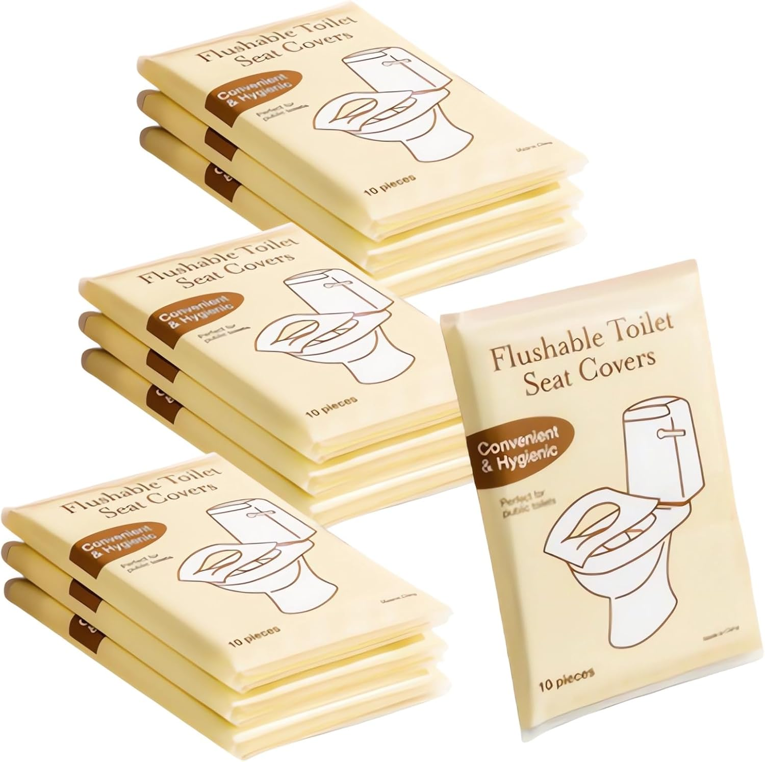 100PCS Toilet Seat Covers Disposable, Disposable Paper Toilet Seat Cover Waterproof and Non Slip Individually Wrapped, Biodegradable，For Travel Public Restrooms, Airplane, Camping image number 2