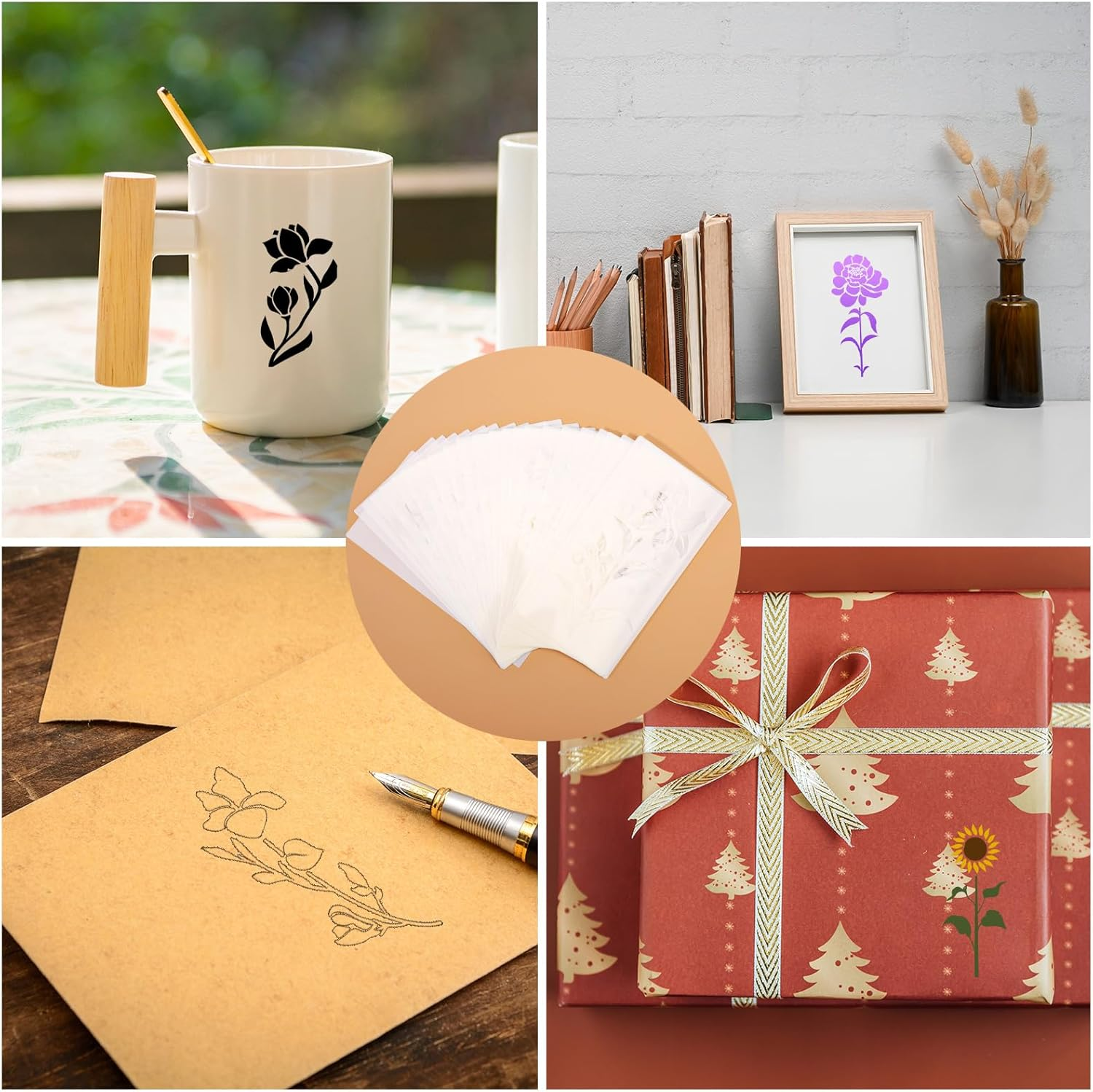 25Pcs Wildflower Stencils for Painting, Flower Leaf Stencils Reusable Botanical Floral Stencils DIY Crafts Plant Drawing Templates for Canvas Wood Wall Art Home Decor image number 6