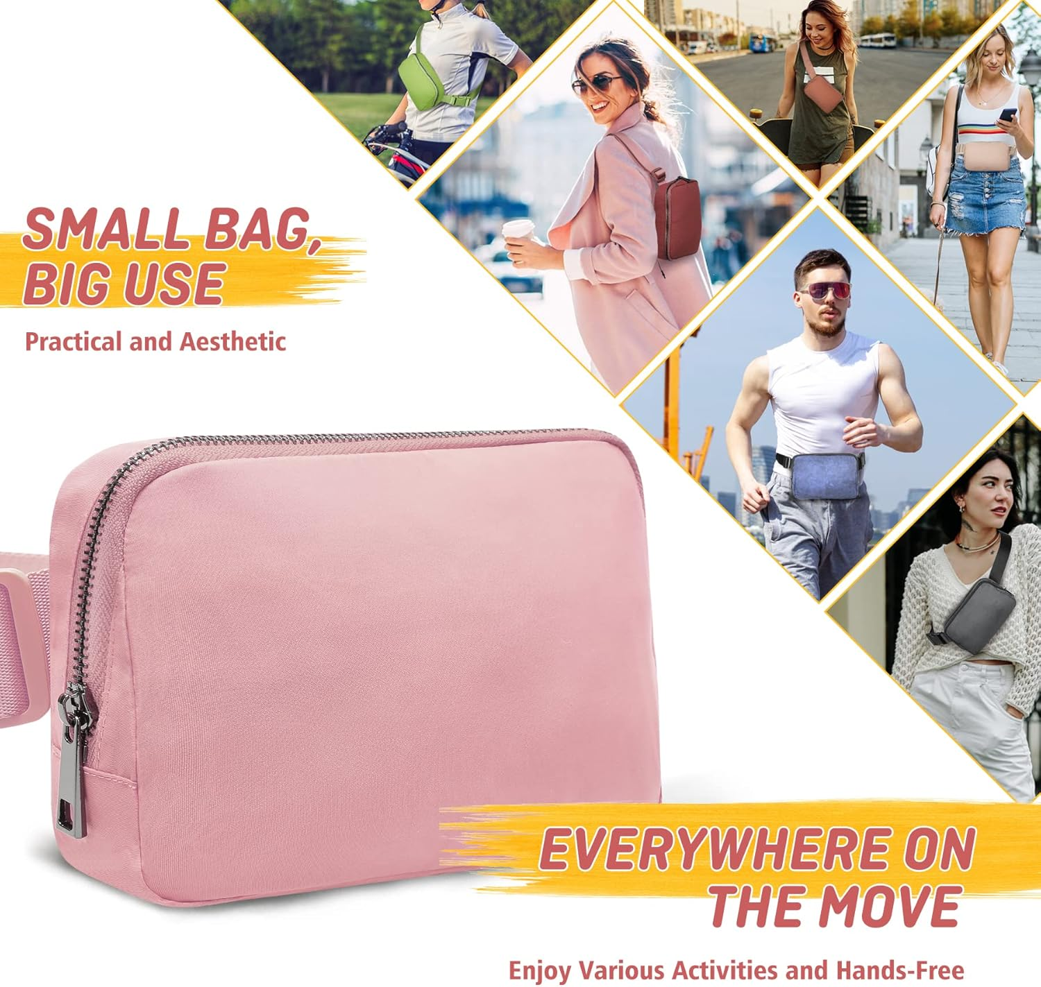 ZOMAKE Fanny Pack, Slim Belt Bag Water Resistant Waist for Travel Hiking Running Cycling Outdoor Sports