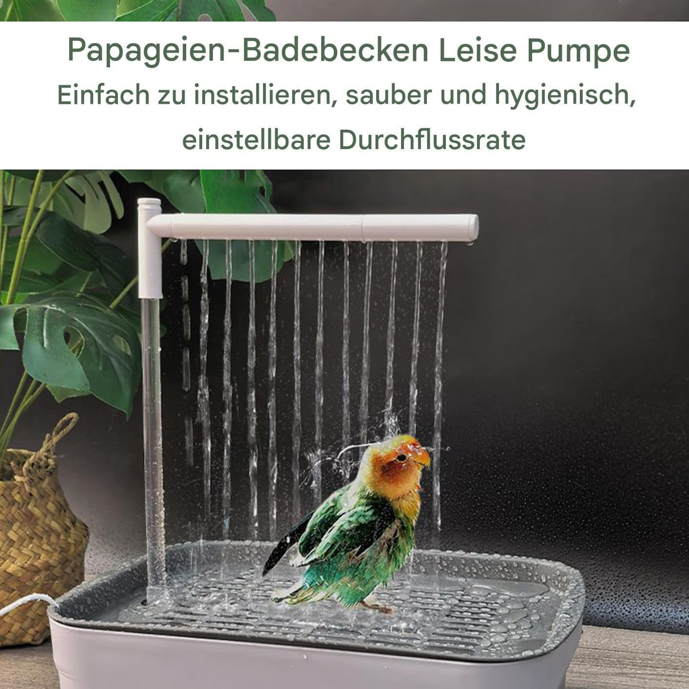 Yidueace Parrot Bath, Automatic Budgie Bath Shower, Rechargeable Tub with Circulation Tap, Bath Accessories for Small and Medium Parakeets and Lovebirds image number 3
