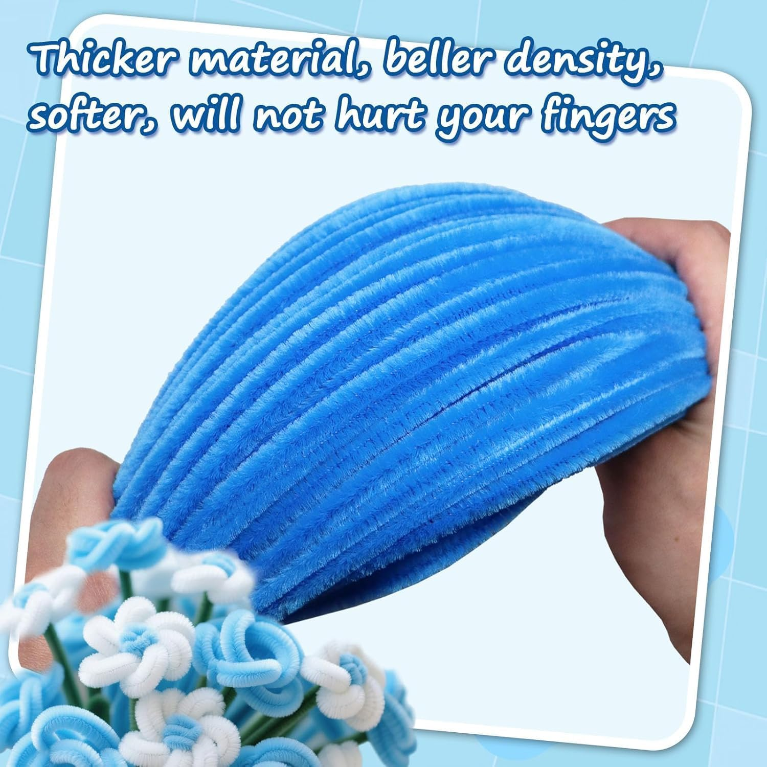 526 Pcs Chenille Stems Pipe Cleaners &ndash; Color Scheme of Blue-Series Handcrafted Flowers, 12 Inch, Craft Supplies for DIY Art Projects, Kids Crafts, Floral Decoration,Classroom Use image number 5