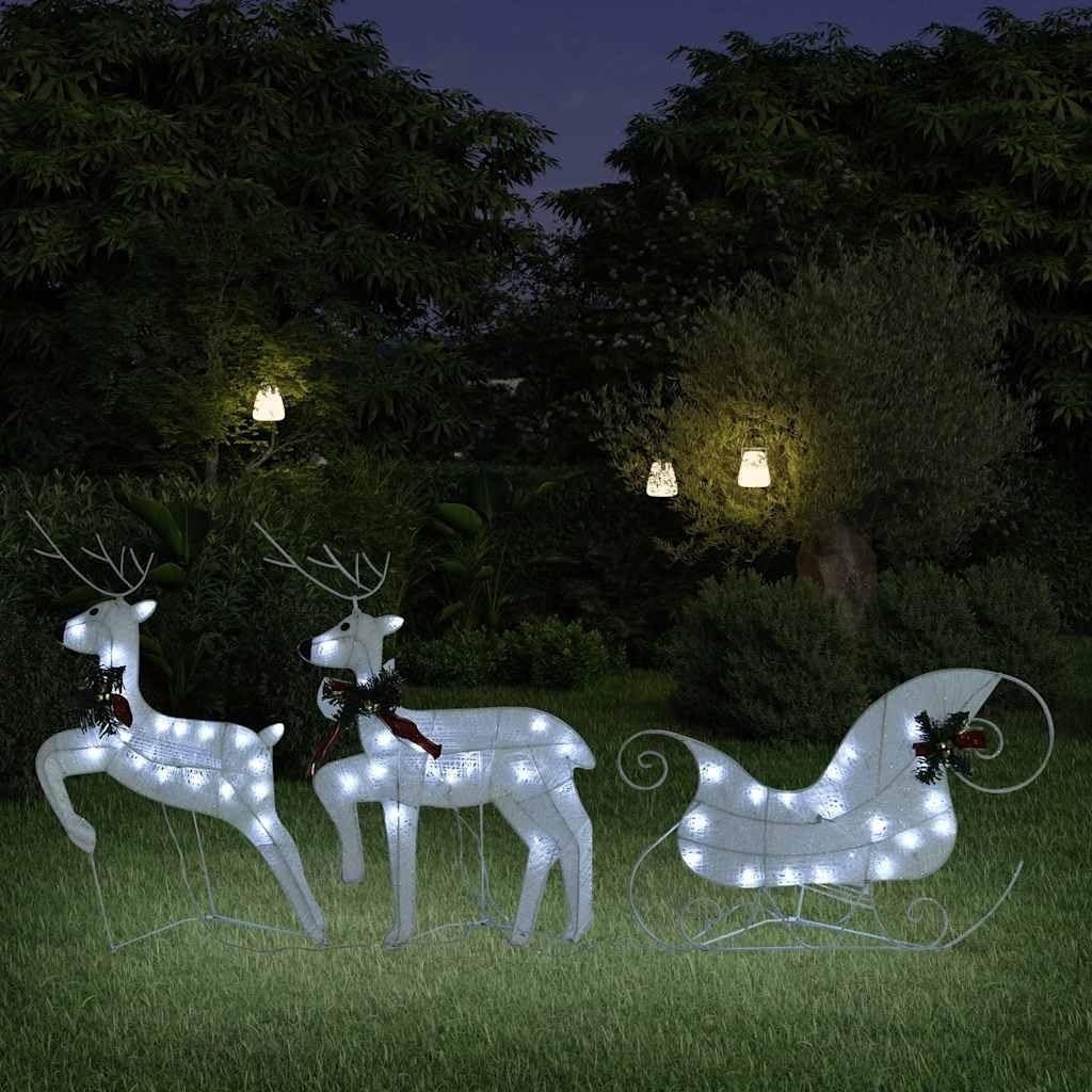 Reindeer & Sleigh Christmas Decoration 60 Leds Outdoor White Holiday Decor Lights image number 6