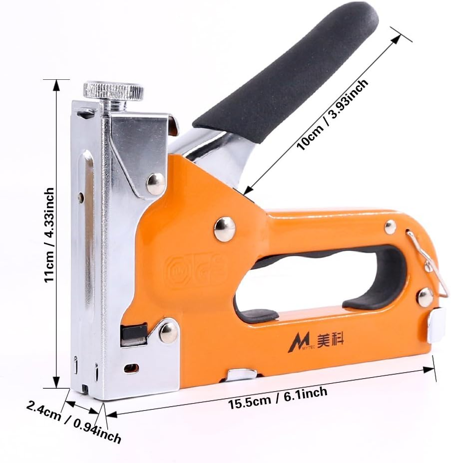 Swpeet 3-In-1 Staple Gun Kit with Staple Remover and 600 Staples Selection Pack，Hand Operated Carbon Steel Gun Tacker Tool for Upholstery, Fixing Material, Decoration, Carpentry, Furniture image number 6