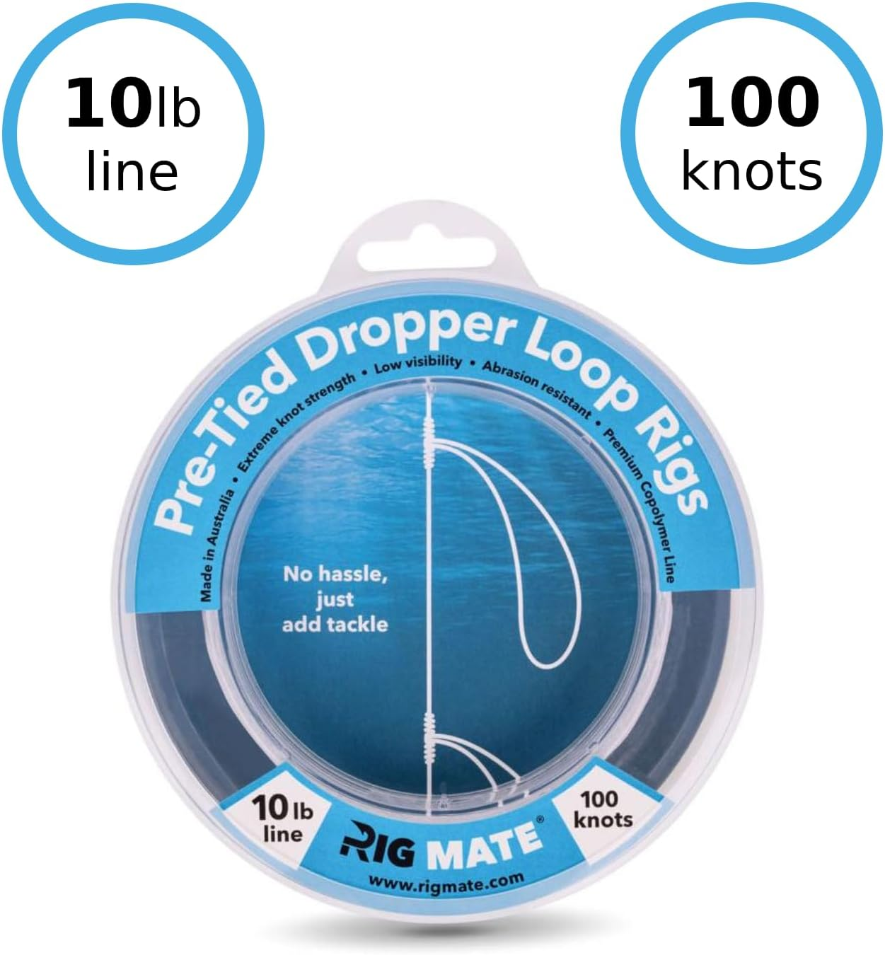 Pre-Tied Dropper Loop Rigs - 10 Lb. Tested Fishing Line Spool - 100 Loops 15 Inches Apart with 4.5 Inch Loop Size - Perfect for Saltwater & Freshwater Fishing image number 1