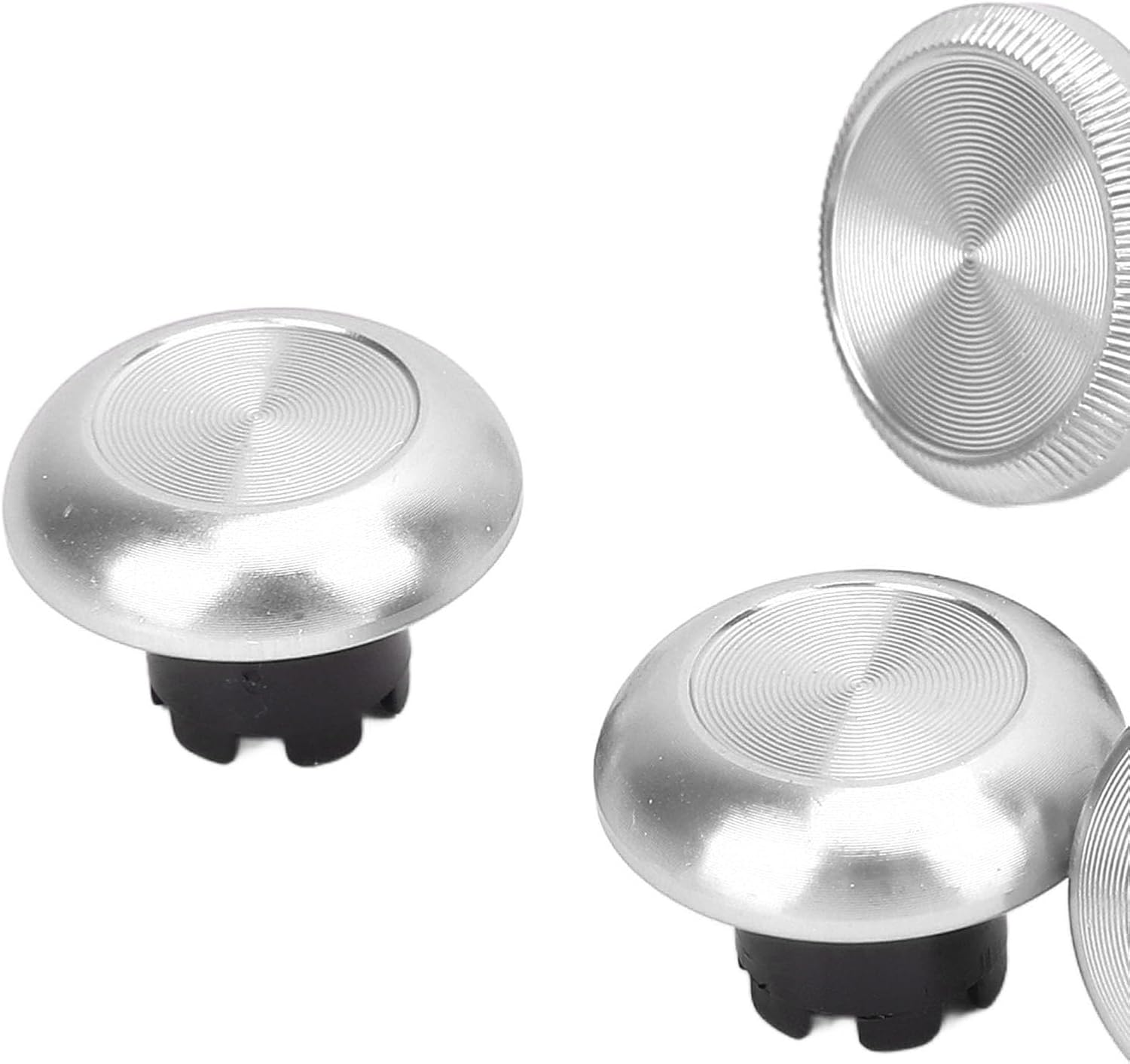 Stick Caps for PS5 Pro Elite, Aluminum Alloy Analog Thumbsticks Joystick Accessories with Textures for Edge Controller, Different Height Shape, Plug and Play (Silver) - Black image number 5