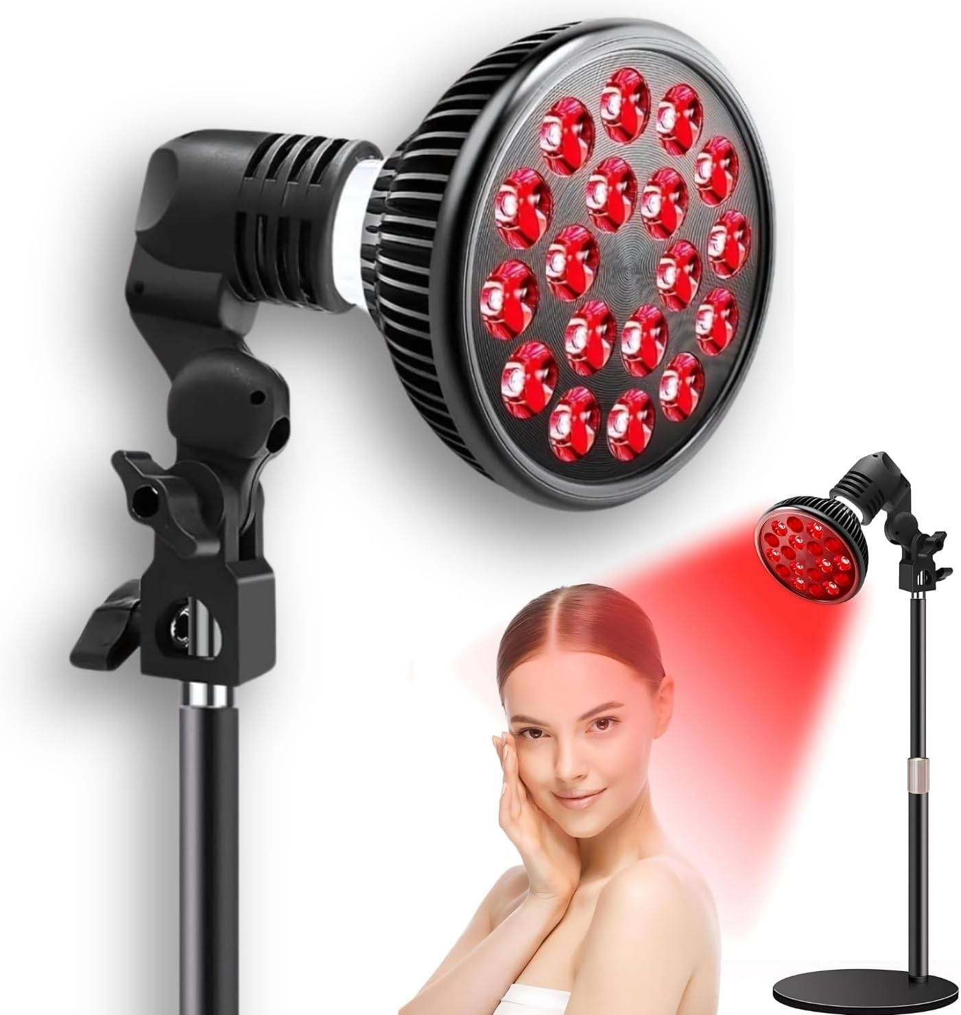 Gala Tech Red Light Therapy Device with Adjustable Stand - Detachable 54W High Power Red Lamp with 660Nm & 850Nm Near-Infrared Combo Wavelength Bulb with Adjustable Stand. Infrared Light Device for Men and Women image number 3