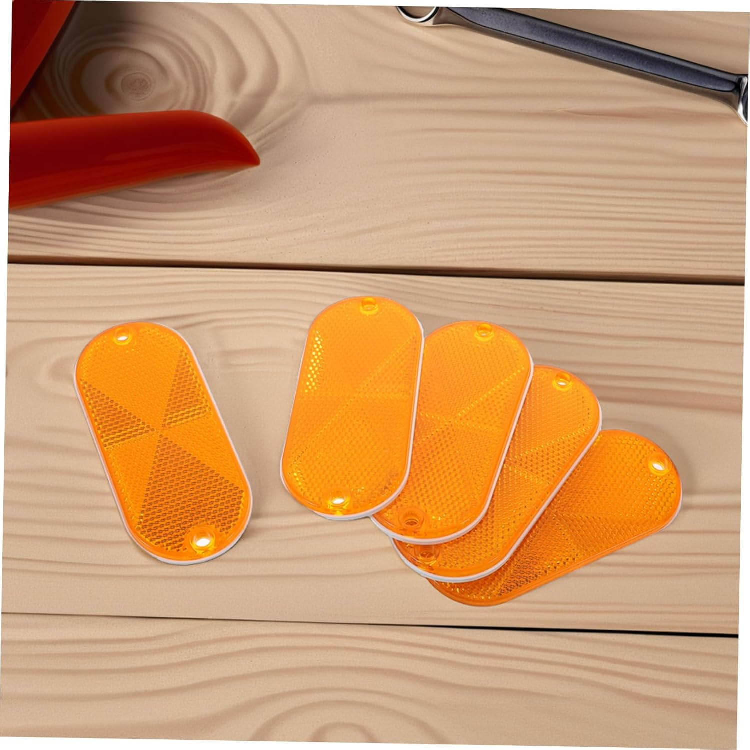 10Pcs Oval Amber Trailer Reflectors for Driveway Fence and Mailbox Self-Adhesive High Visibility Reflective Stickers for Cars Bikes Boats Easy Installation