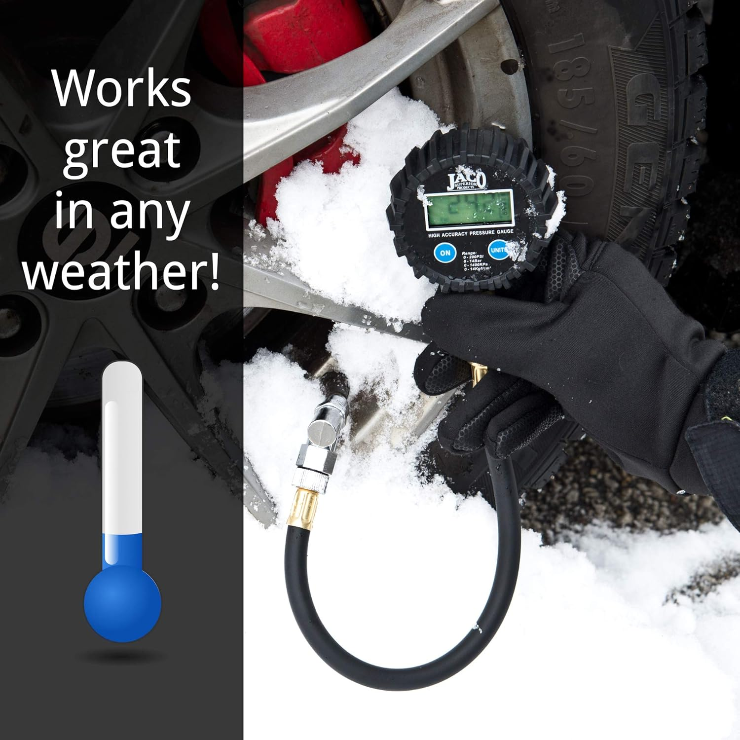 JACO Elitepro Digital Tire Pressure Gauge - Professional Accuracy - 200 PSI image number 3