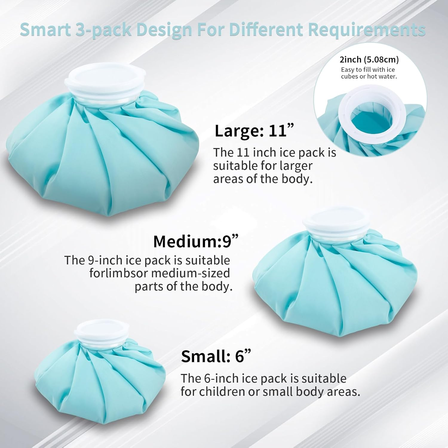 Ice Pack for Injuries Reusable, Ice Bags Hot Water Bag for Hot & Cold Therapy and Pain Relief with Cover, No-Leak Elastic Breathable Ice Bag, Size 9" image number 3