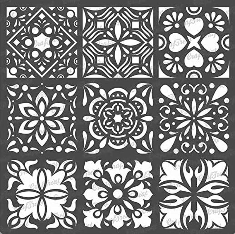 Craftreat Mandala Tile Stencils for Painting on Wood, Canvas, Paper, Fabric, Floor, Wall and Tile - Mini Tiles - 6X6 Inches - Reusable DIY Art and Craft Stencils - Floor Tile Stencil Craft Supplies image number 3