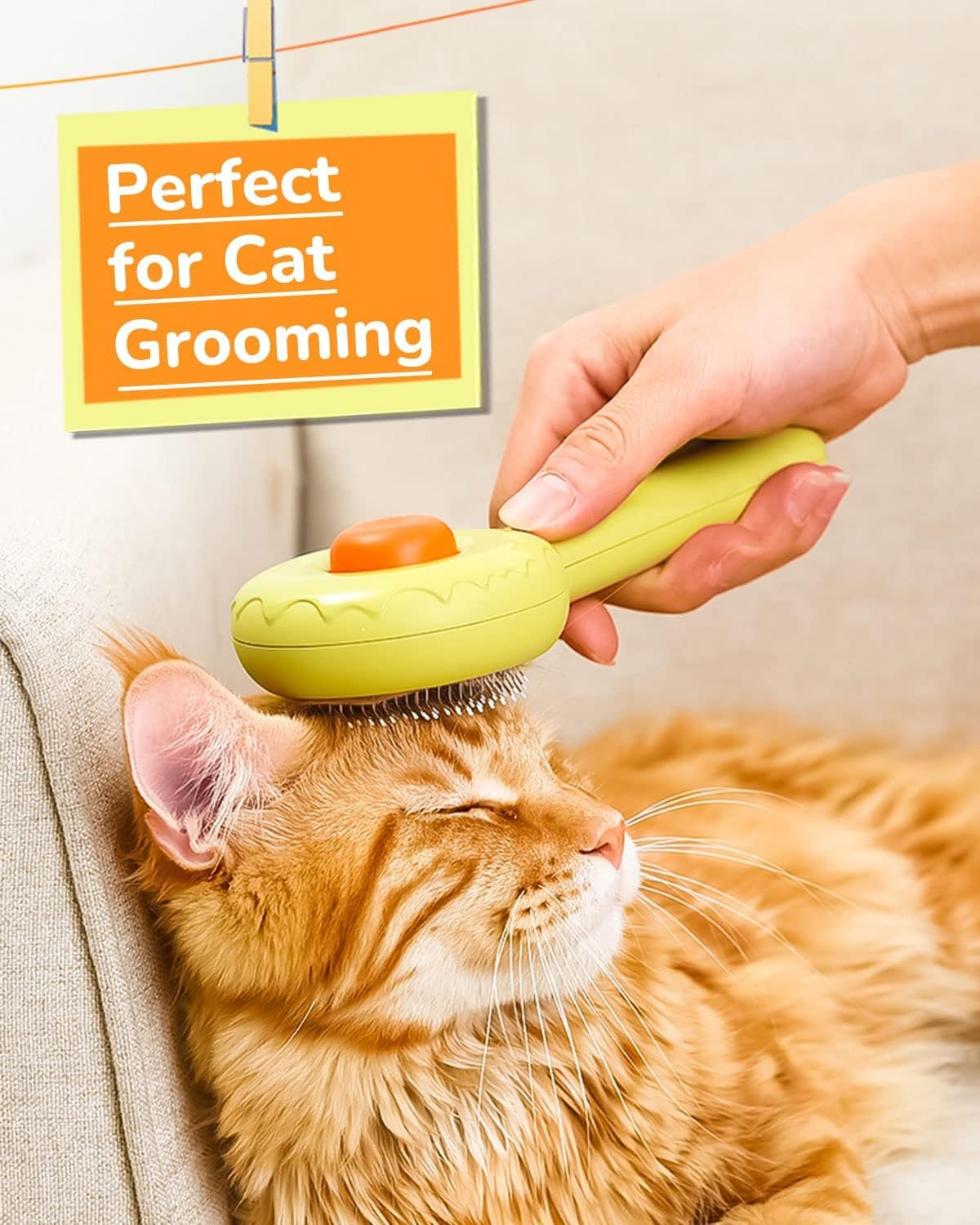 Effortless Pet Grooming Brush, Self-Cleaning Slicker Brush for Cats and Dogs - Removes Mats, Tangles, and Loose Hair - Ideal for Short or Long Haired Pets (Donut Design) image number 2