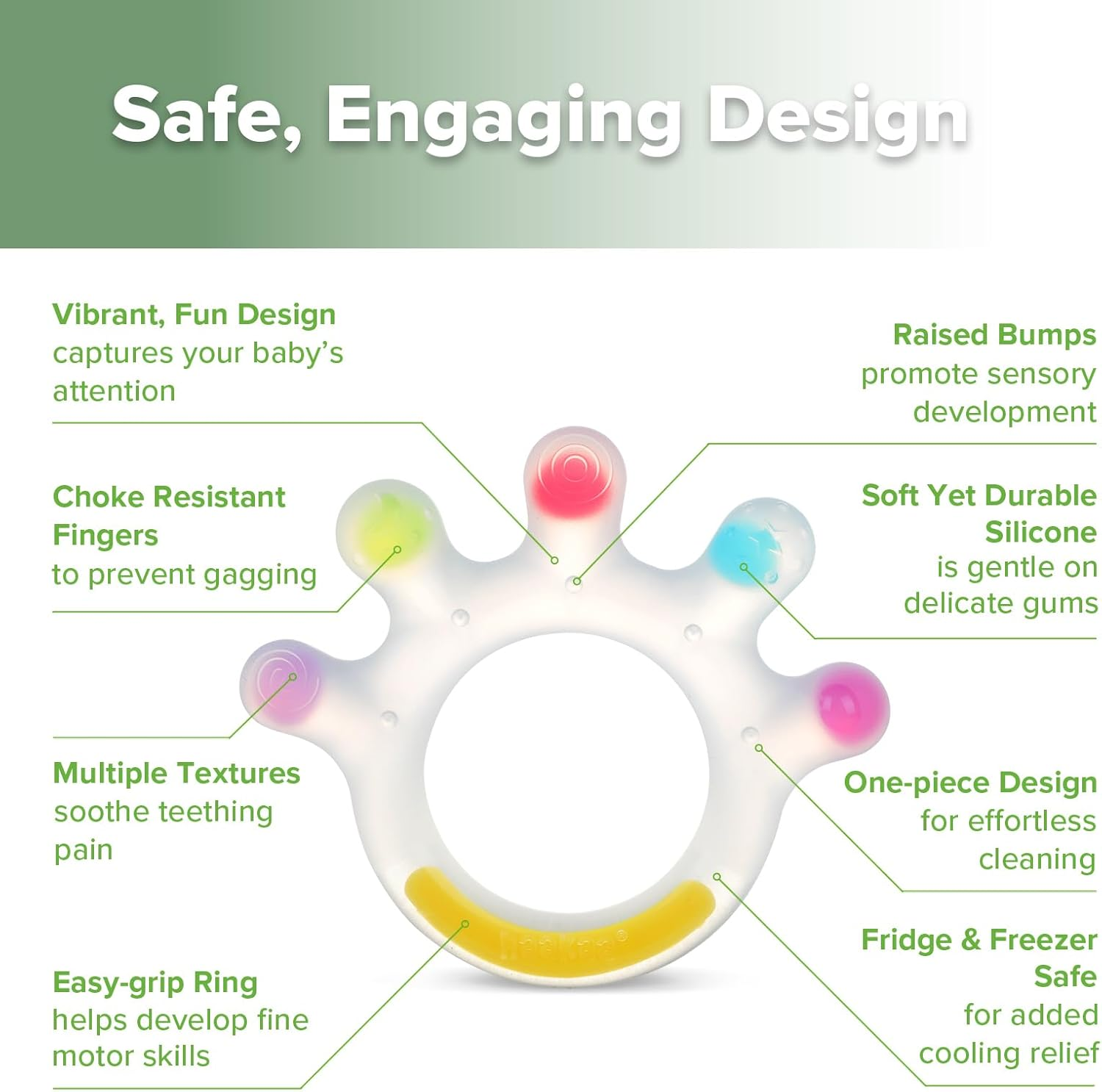 Haakaa Palm Teether - Soft Silicone Baby Soothing Teether Pacifier - Frozen Teething Toy for 3M+ Babies - BPA Free (1 Pack) image number 3