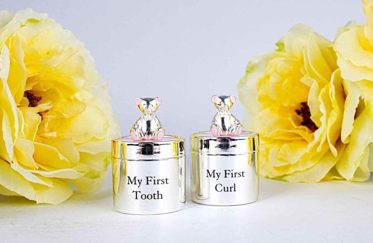 Silver Plated Baby Bear My First Tooth & My First Curl Box Baby Tooth Hair Box image number 2