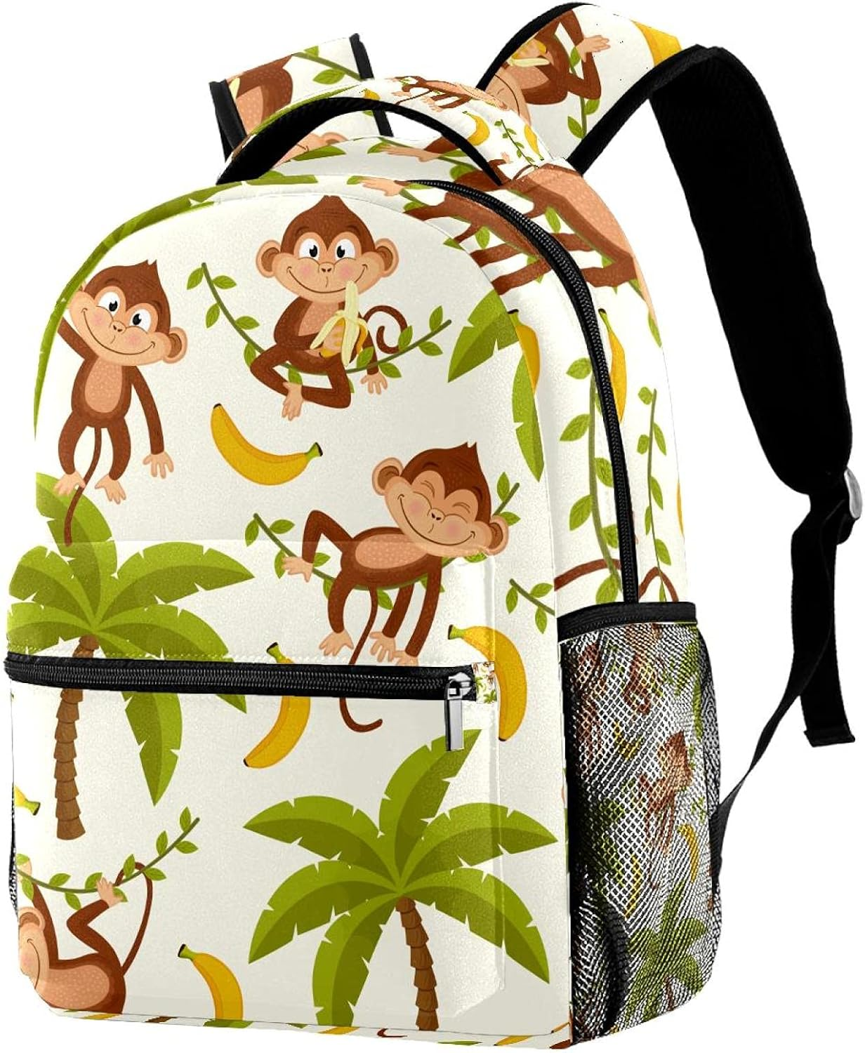 Monkey on Palm Tree Backpack Students Shoulder Bags Travel Bag College School Tote Backpacks image number 5