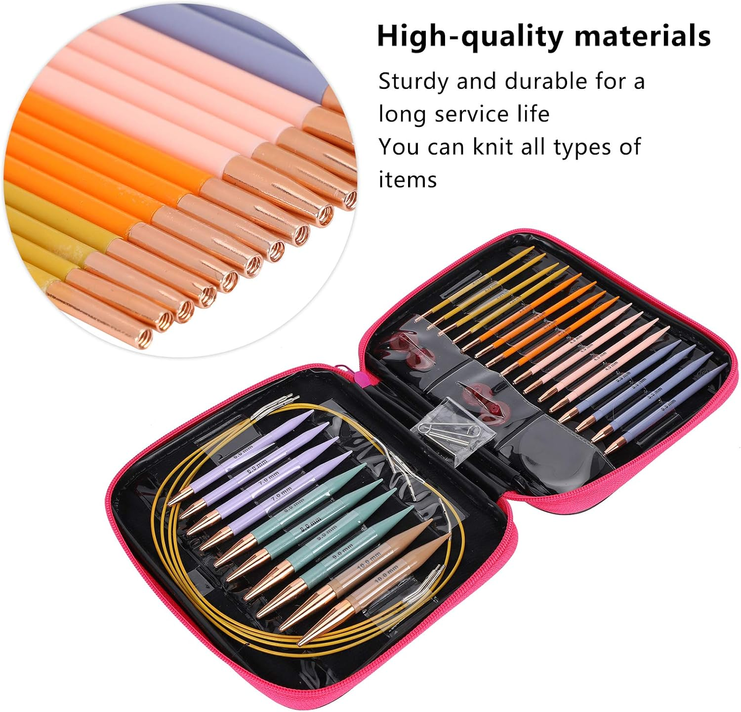 Crochet Needles Set, 13PCS Crochet Hooks Kit with Storage Case, Multicolor Circular Knitting Needles, DIY Hand Craft Art for Women Beginners Housewives image number 4