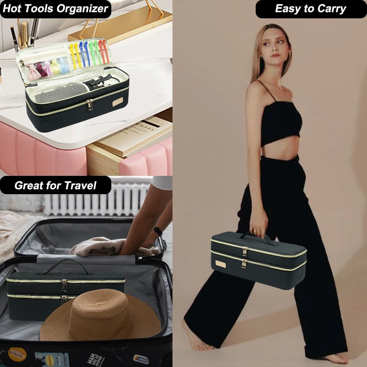 Hair Tools Travel Bag for Shark Flexstyle Carrying Case, Double Layer Hair Tools Storage Bag for Flat Curling Iron, Hair Accessories, Hair Dryer Styler Organizer (Bag Only) image number 6