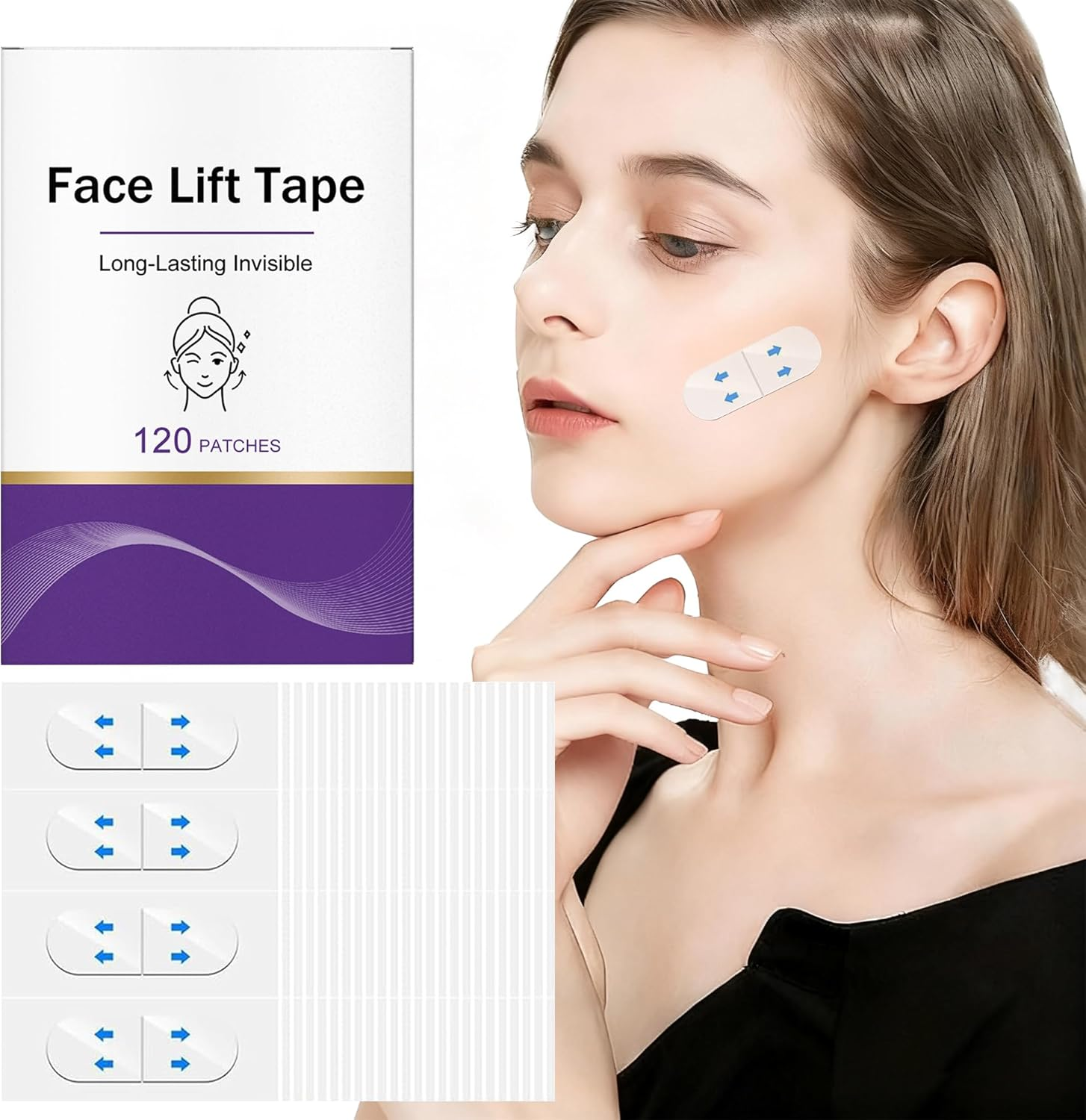 120PCS Face Lift Tape, Invisible Neck Tape Lifting, Instant Lifting for Eyes/Double Chin, Reduces Wrinkles, Perfect for Photoshoot & Daily Use