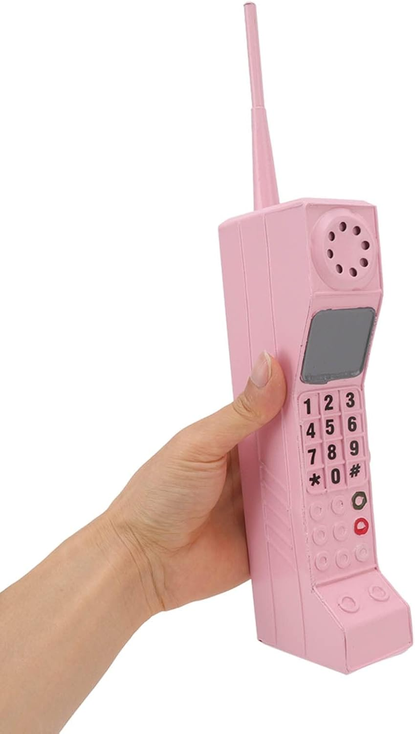 Gugxiom 90S Phone Prop, Cell Phone Ornament, Retro Brick Cell Phone Ornament, Retro Mobile Phone Model, for 80S 90S Party Decorations, for Home Living Room Decor Desktop Decoration (White)