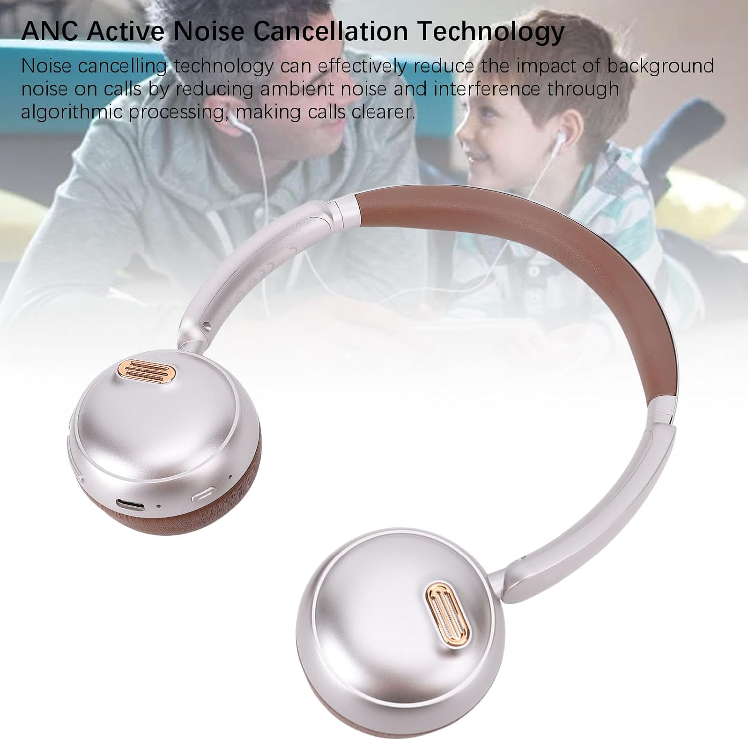 Retro Headphones, Bluetooth 5.4 Headphones over Ear Wireless Headset, 50H Playback, Matte Texture, 40 Mm Membrane, Lightweight Comfortable ANC Headphones for Travel Home (Brown)