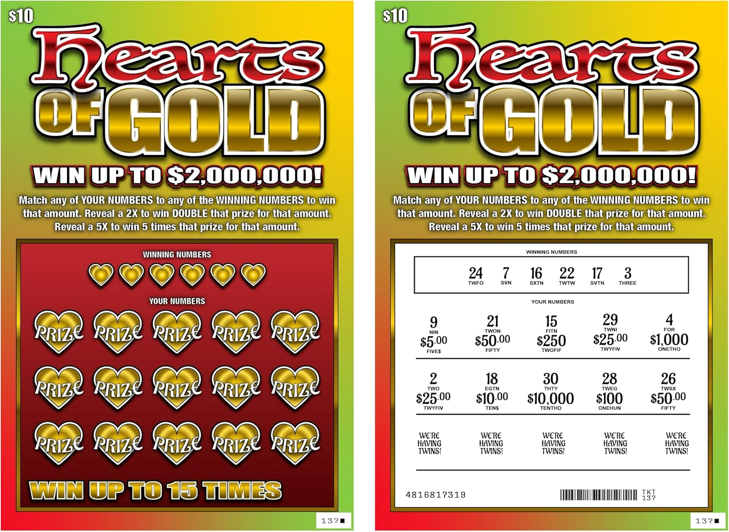 Twin Pregnancy Announcement Card - We'Re Having Twins - Six Twin Baby Reveal Scratcher off Tickets Included - Pregnancy Announcement for Husband - Baby Shower Decorations - Fun Surprise Cards