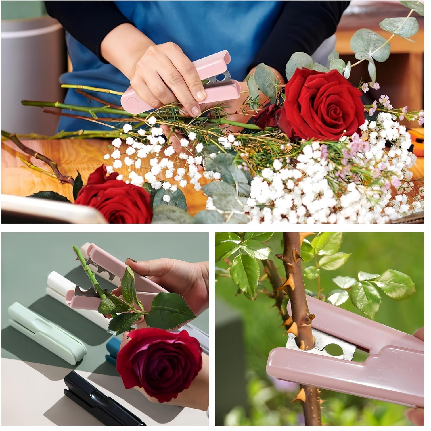 Ai-Oumleef Rose Thorn Remover, Rose Stem Leaf Thorn Stripper, Pink Portable Leaf Thorn Stripper Tool, Flower Stem Remover for Garden Florist Floral Arrangement image number 3