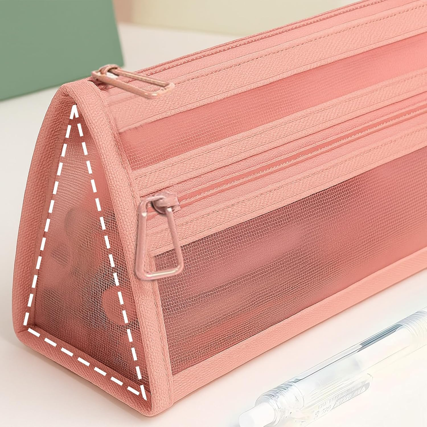 4 Pcs Pencil Case, Portable Clear Zipper Mesh Pouch for Makeup, Travel, Stationery Storage, Assorted Colors