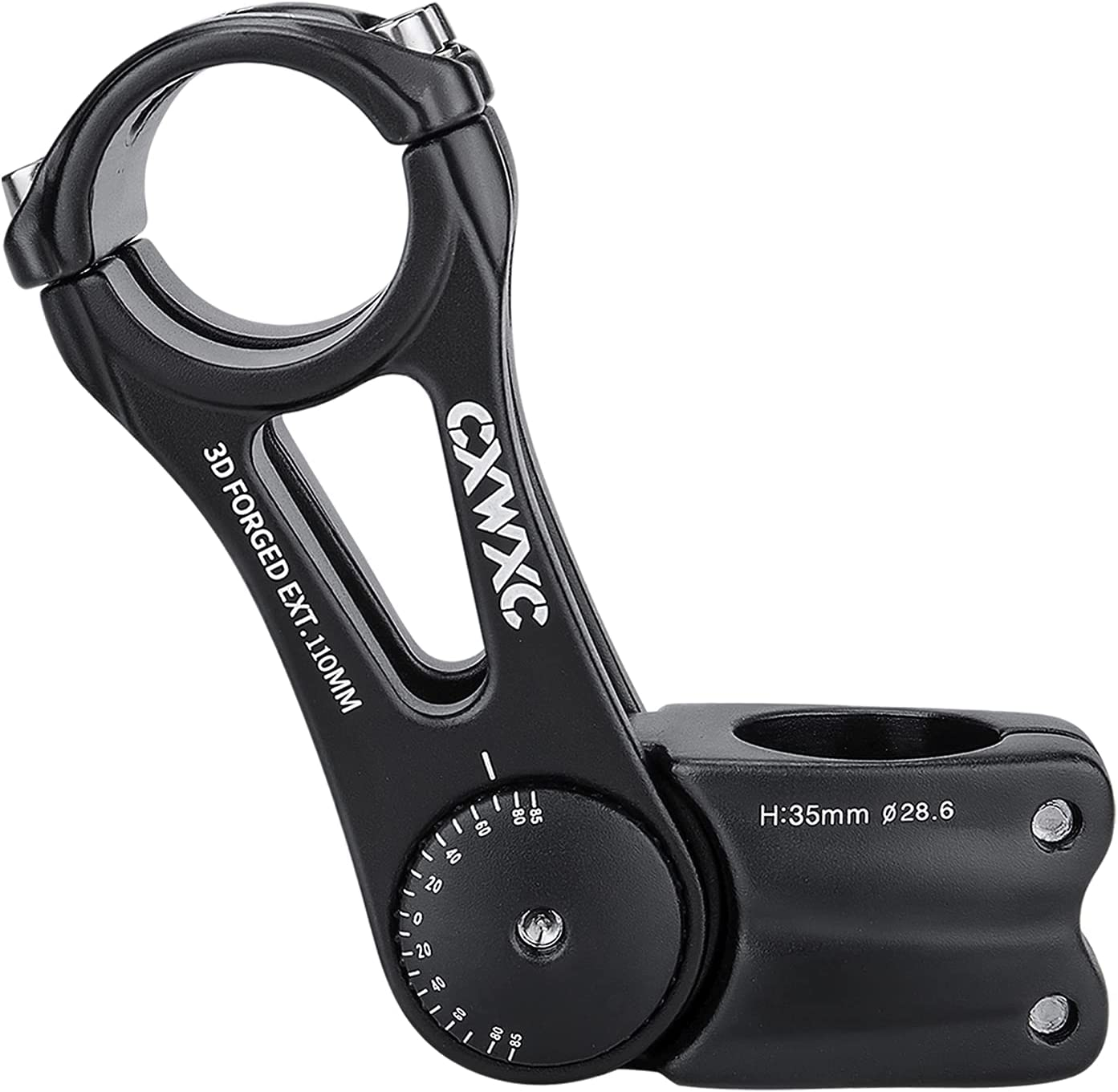CXWXC Adjustable MTB Stem 31.8Mm 85 Degree - 90/110/145Mm Bike Stem Riser for Handlebar - Aluminum Alloy Mountain Bike Handlebar Riser Extender for MTB Road City Bike Bicycle (31.8 X 90Mm)