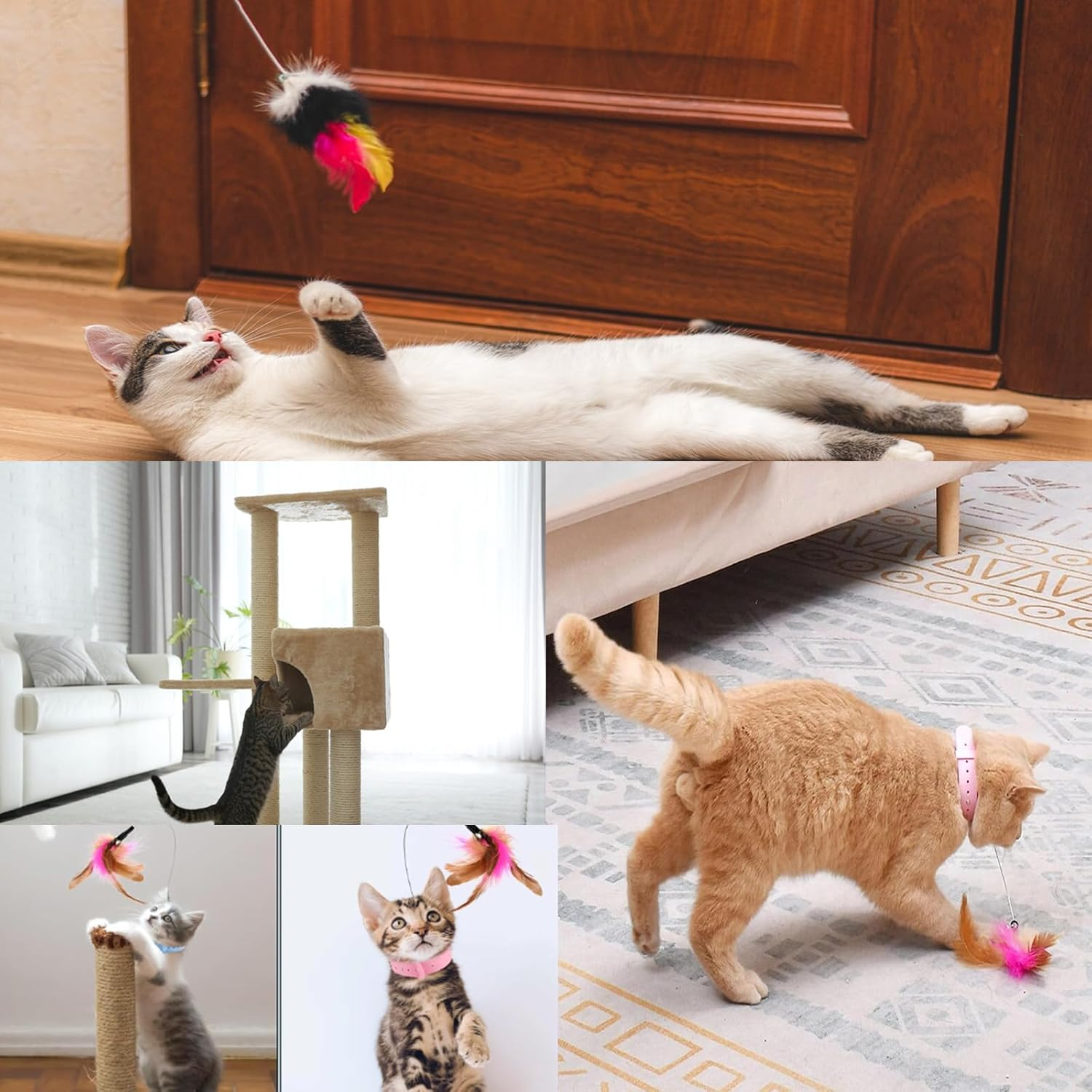 Cat Toys Cat Toys Magic Wand Silicone Adjustable Magic Wand for Cats Adjustable Toys for Necklace Bell Interactive Cat Toys Indoor 2 Pack image number 1