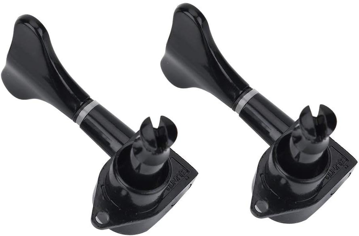4Pcs Tuning Pegs, 2L 2R Black Closed Zinc Alloy Machine Heads String Tuners for Electric Bass image number 2