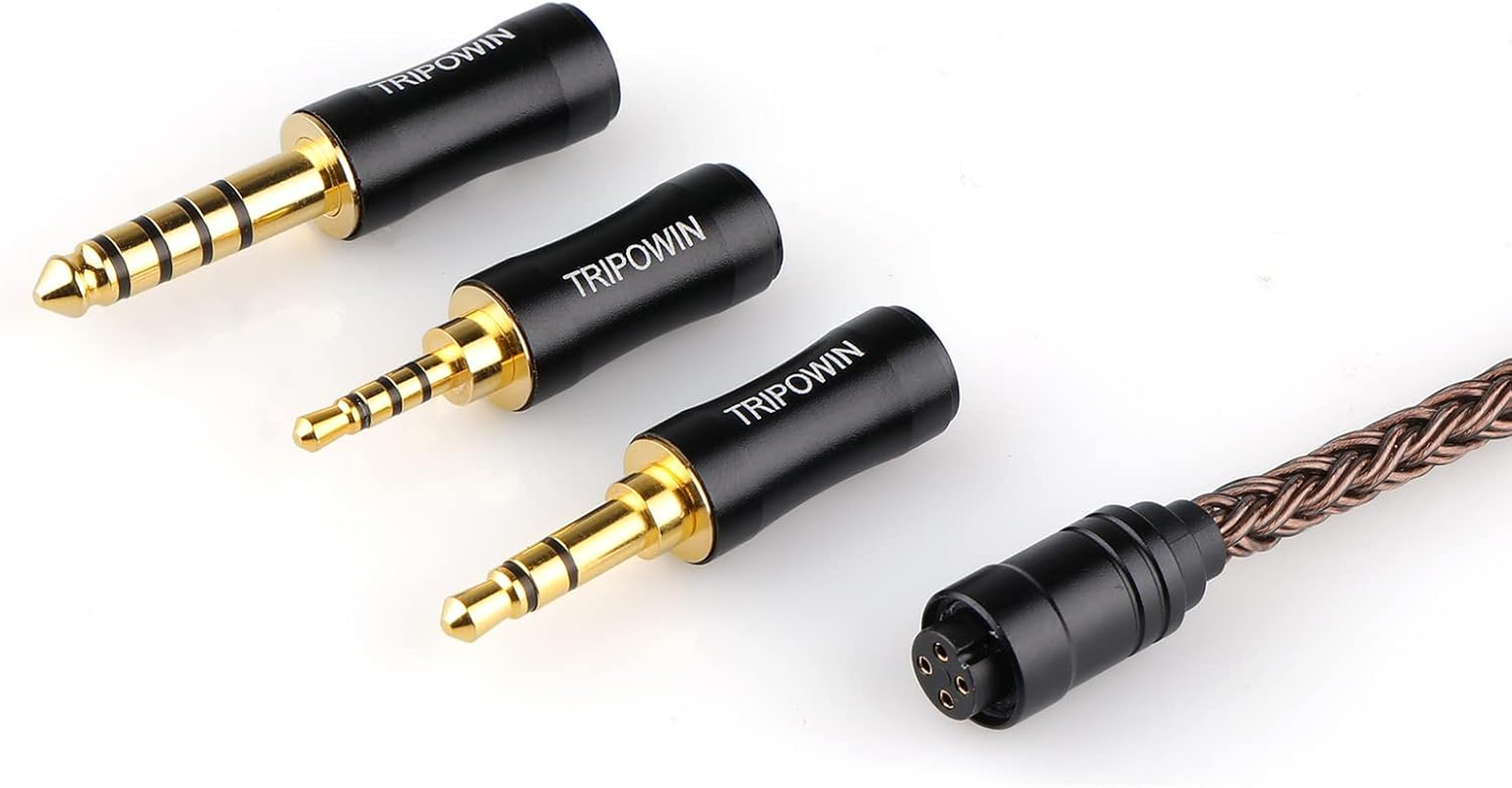 Linsoul Tripowin Amber 32AWG OFC Oxygen Free Cable Hifi IEM Cable with Interchangeable 2.5Mm/3.5Mm/4.4Mm Plug, PVC Sleeve Replacement Cable for Audiophile (Amber, MMCX) image number 5