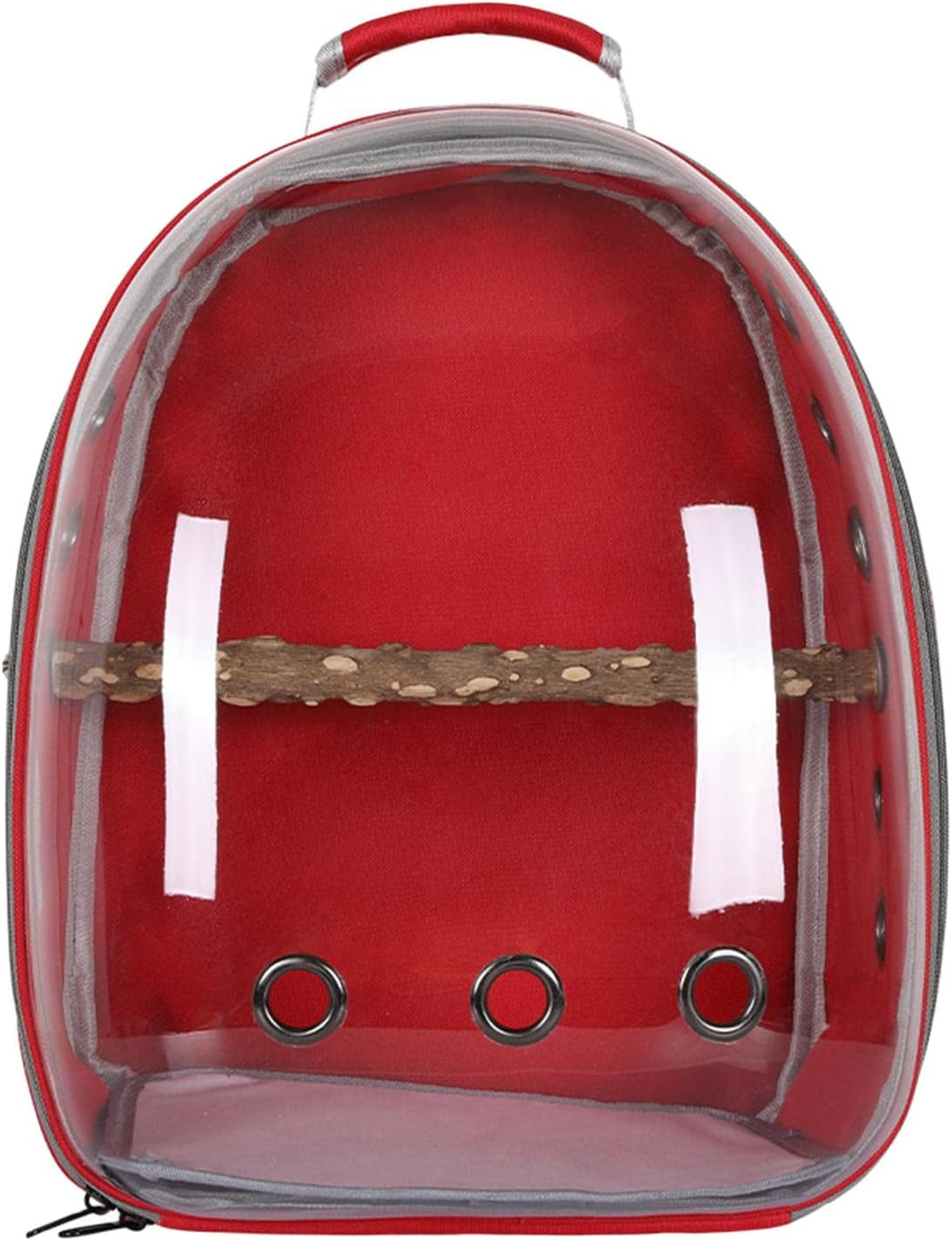 KESOTO Bird Carrier Bag Pet Backpack Parrot Cage Transparent Cover Travel Large Space Carry Bag for Parakeets Hiking Finches, Red image number 4