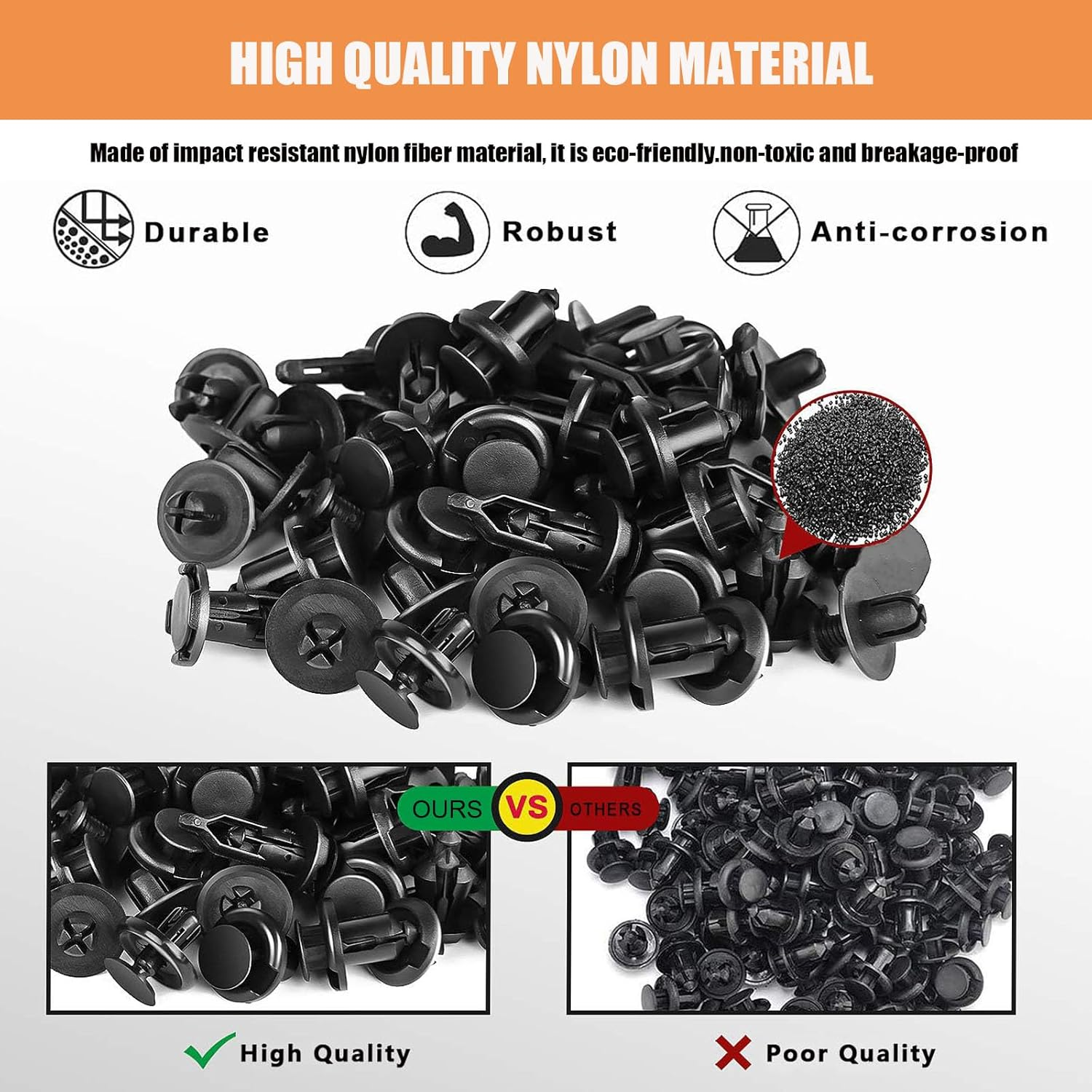 1295Pcs Car Push Retainer Clips & Auto Fasteners Assortment,Body Clips Fasteners Kit 37 Most Popular Sizes Fender Rivets Clips with 5 Removal Tools,10 Cable Ties for Bumper,Fender,Door Trim image number 3