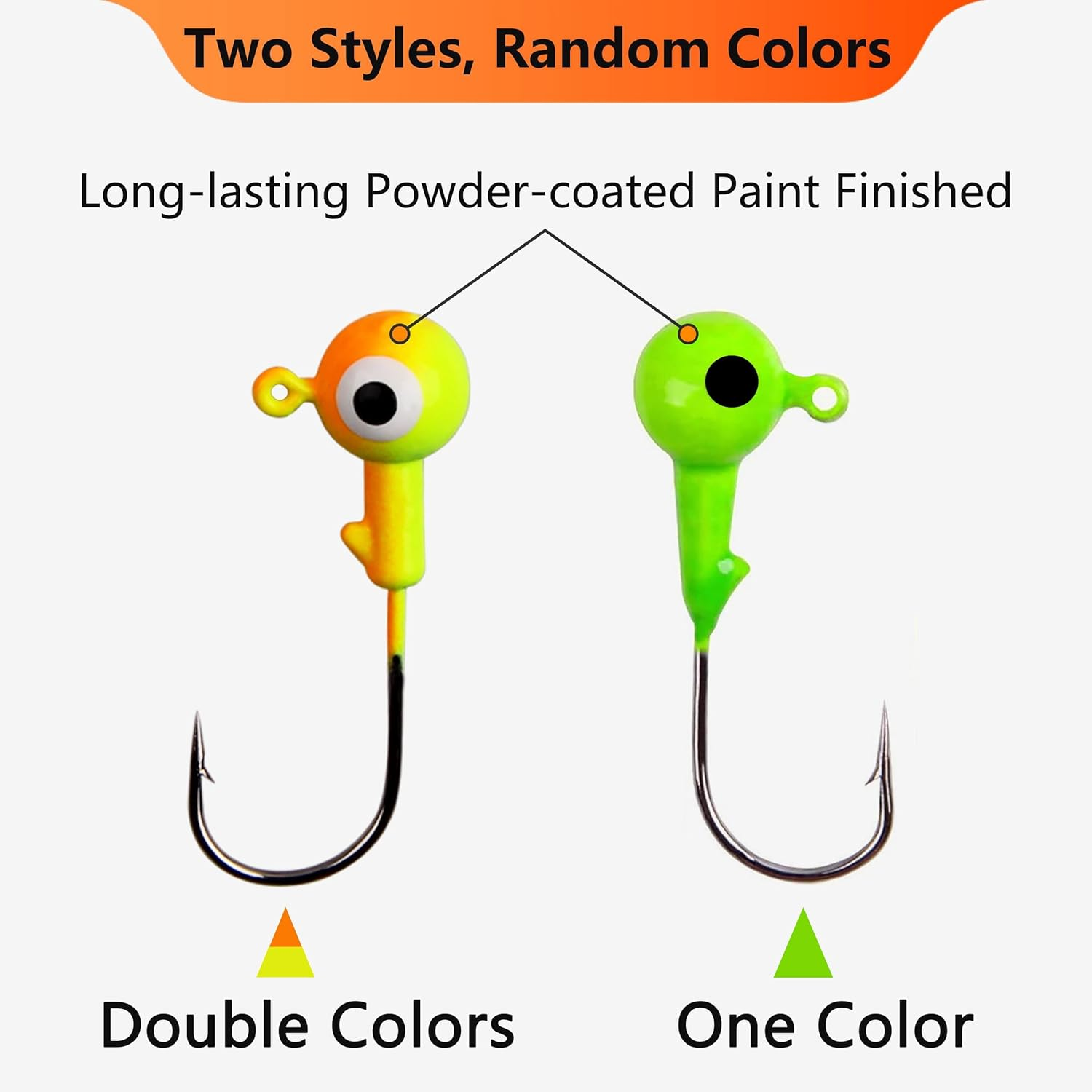 Fishing Jig Head Hooks Set, 60Pcs Fishing Lures Jig Head Bait Assorted round Head Jig Hooks for Soft Worm Shrimp Lures Freshwater Saltwater Fishing Tackle Kit image number 6