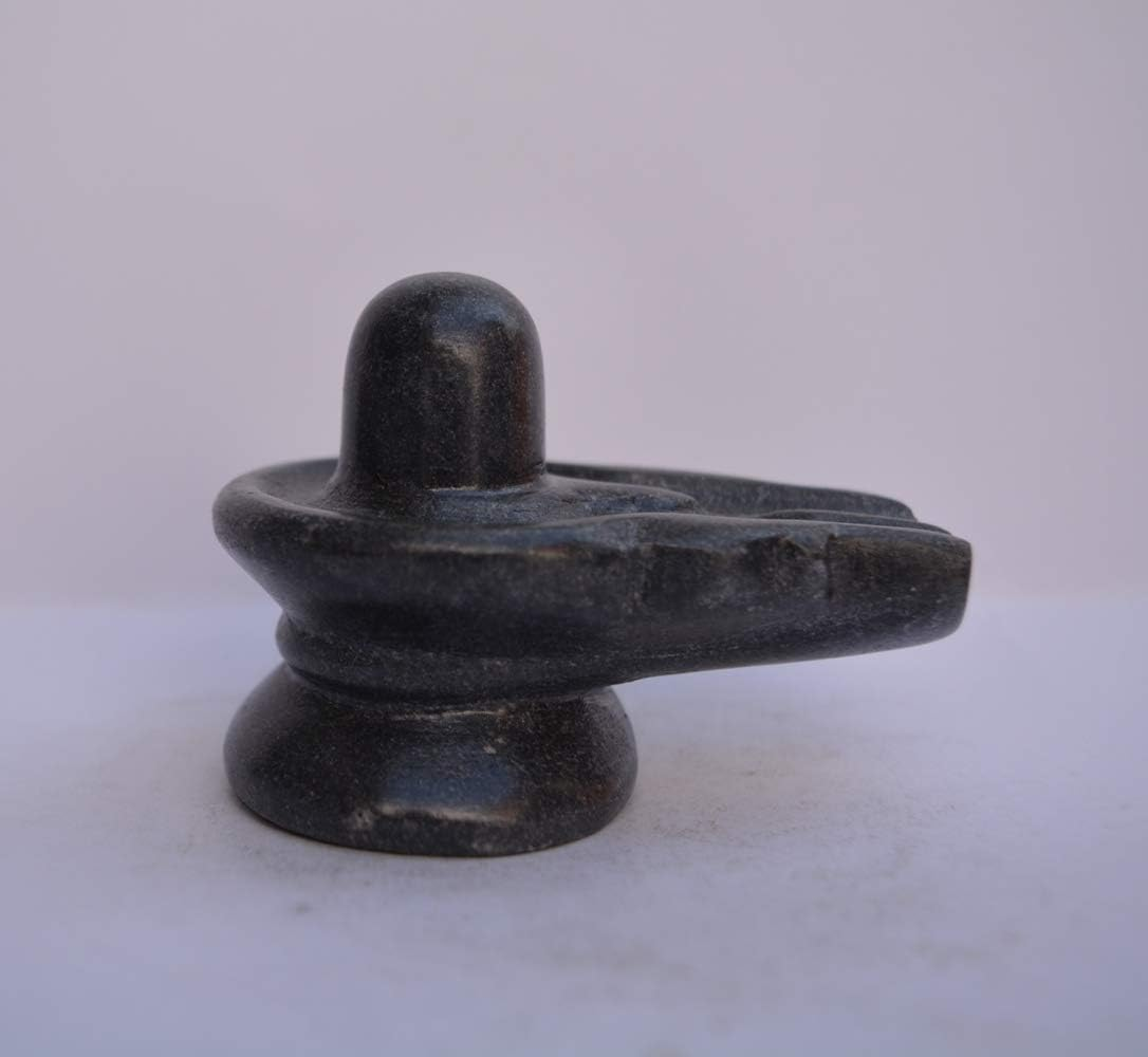 Black Stone Shiva Lingam 4 Inch &ndash; Handcrafted Shivling Idol for Pooja, Temple & Home D&eacute;cor | Natural Stone Lingam Statue for Spiritual Worship & Meditation | Traditional Hindu Gift Item