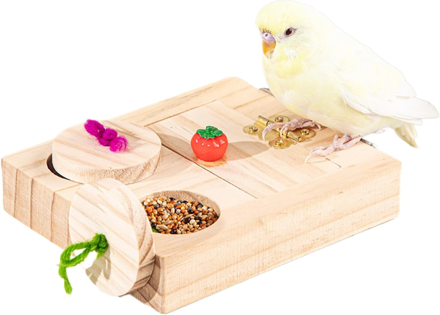 Parrot Foraging Toys, Bird Chew Toy, Mental-Stimulation Interactive Beak-Healthy Natural Wooden Safe Portable Playground for Cage Nesting Behavior Flight Exercise image number 6