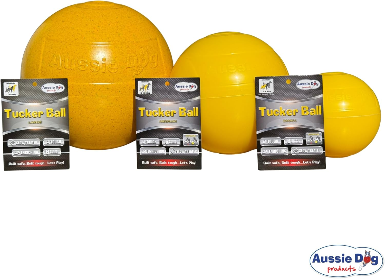 Aussie Dog Tucker Ball for Medium Dogs Interactive Treat Dispensing Toy Durable & Safe Enrichment Feeder, Yellow image number 6