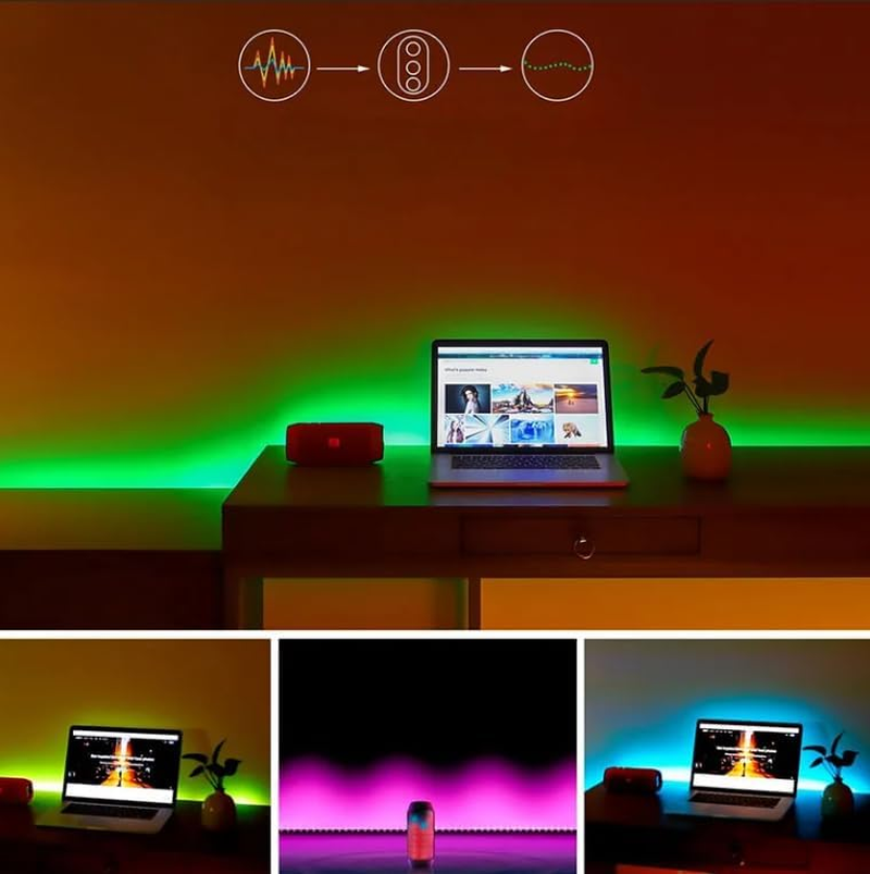 Battery-Operated LED Strip Lights, RGB TV Backlight, Bluetooth, Music Sync Timer Setting Dimmable Colour Changing, Waterproof for Bedroom at Home (200 Cm Kit) image number 4