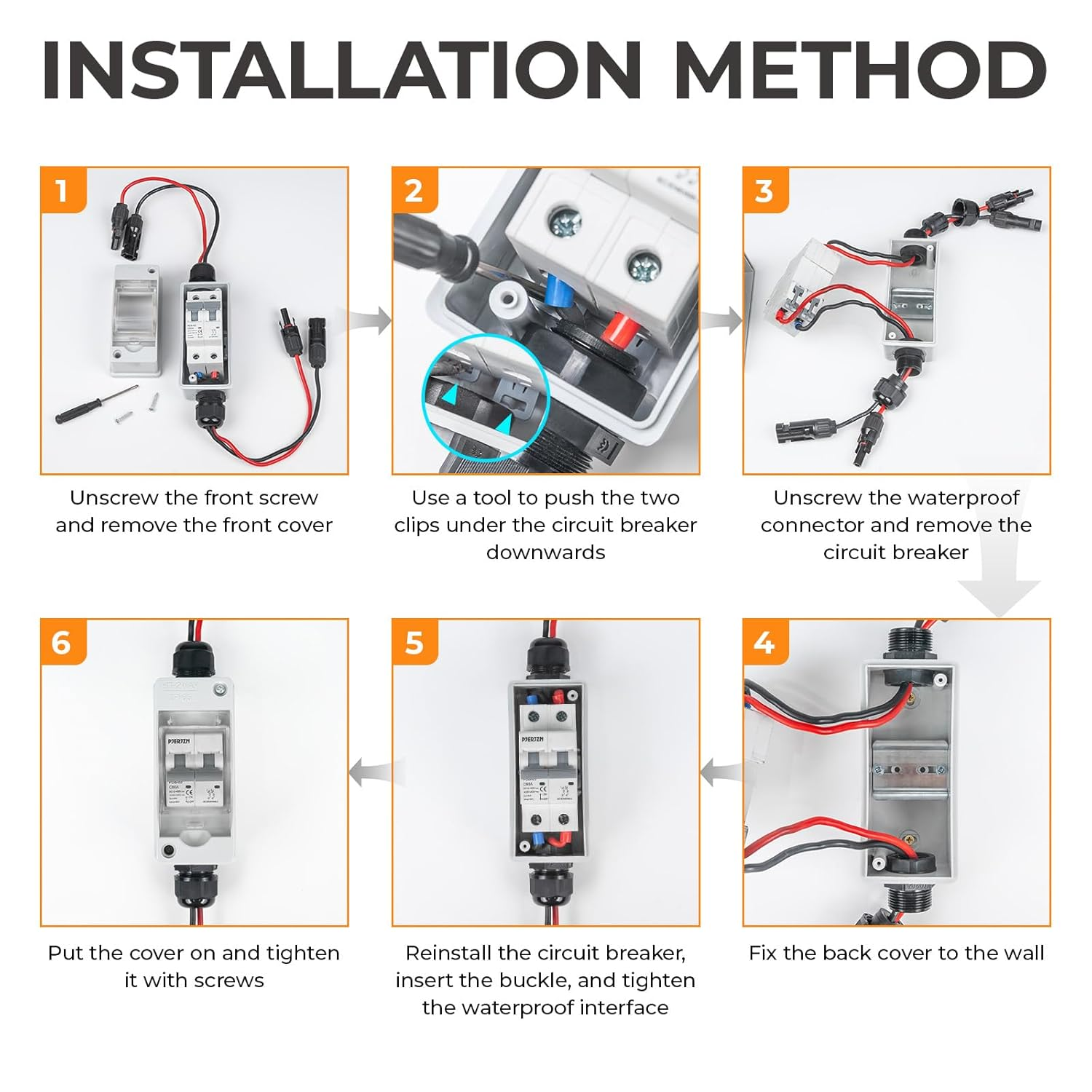 Solar Panel Disconnect Switch, 60A 400V, 2 Pole DC/AC Miniature Circuit Breaker with IP65 Weatherproof Box and Pre-Wired Cables image number 6