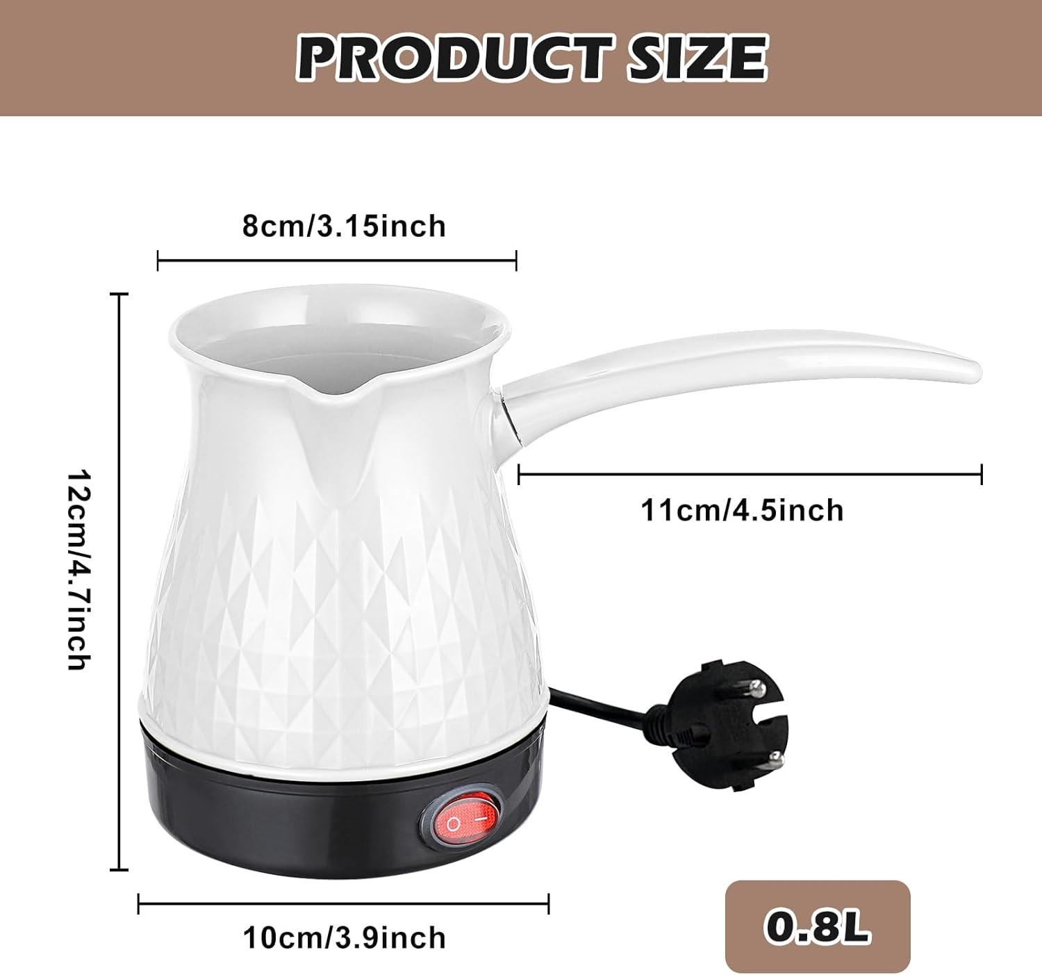 Byzesty Espresso Maker, Electric Turkish Coffee Pot, 500 Ml, Espresso Maker, Induction, Turkish Coffee Machine, Electric Coffee Maker, Mocha Pot for Home, Office, Travel for Espresso, Mocha, Tea image number 1